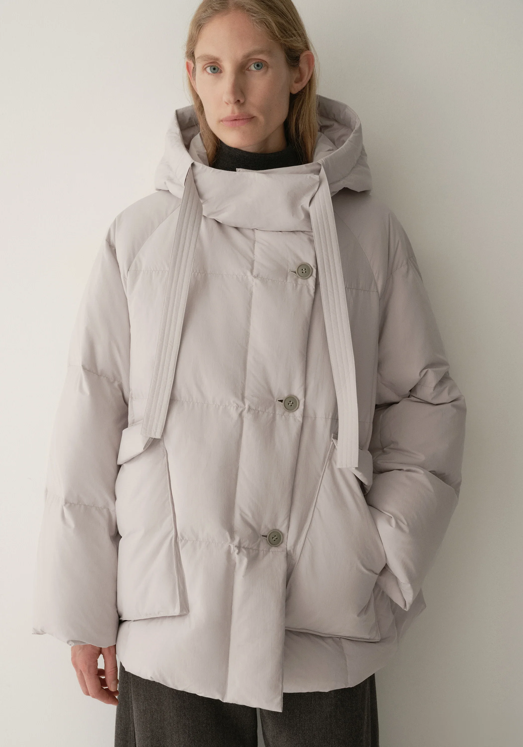 Drawstring Hooded Short Down Jacket - Image 19