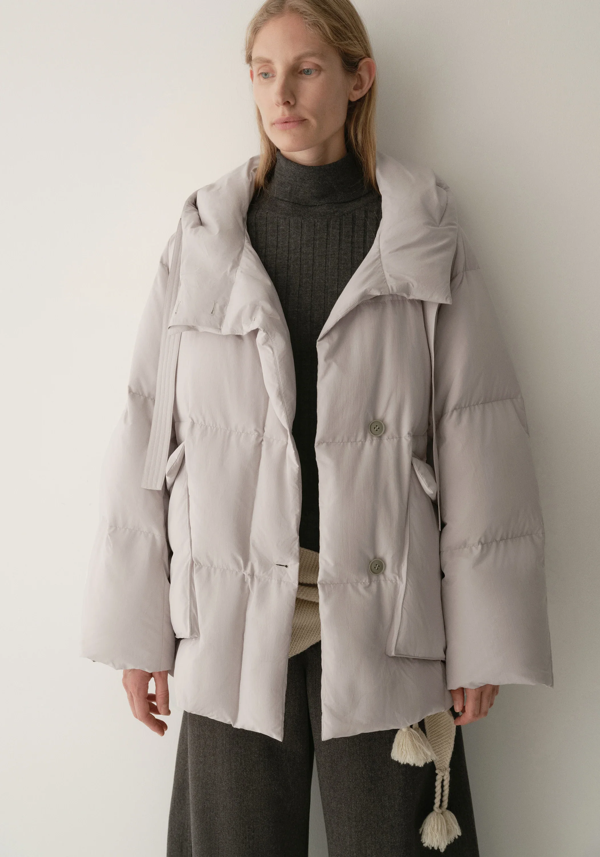 Drawstring Hooded Short Down Jacket - Image 20
