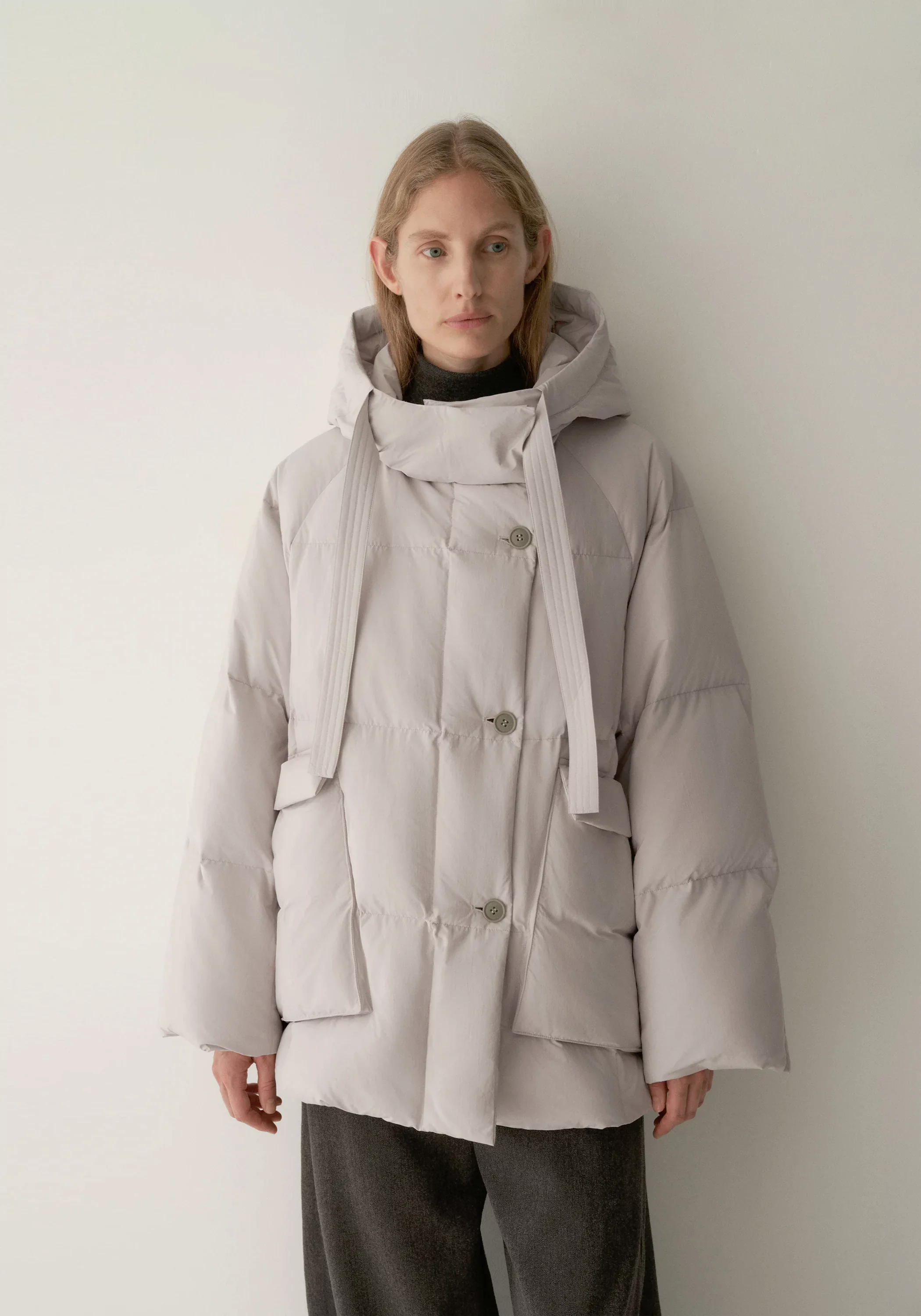 Drawstring Hooded Short Down Jacket - Image 3