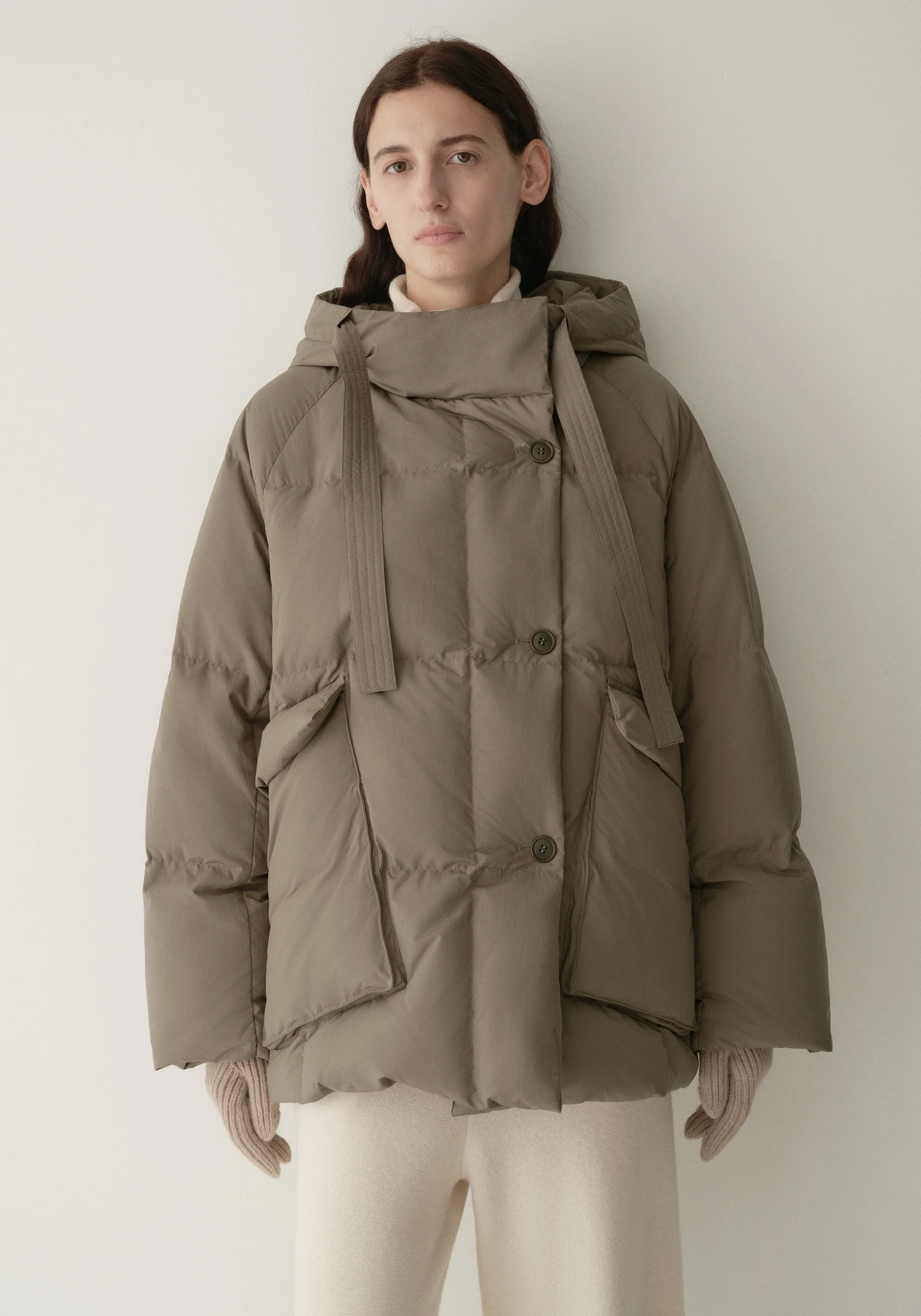 Drawstring Hooded Short Down Jacket - Image 7