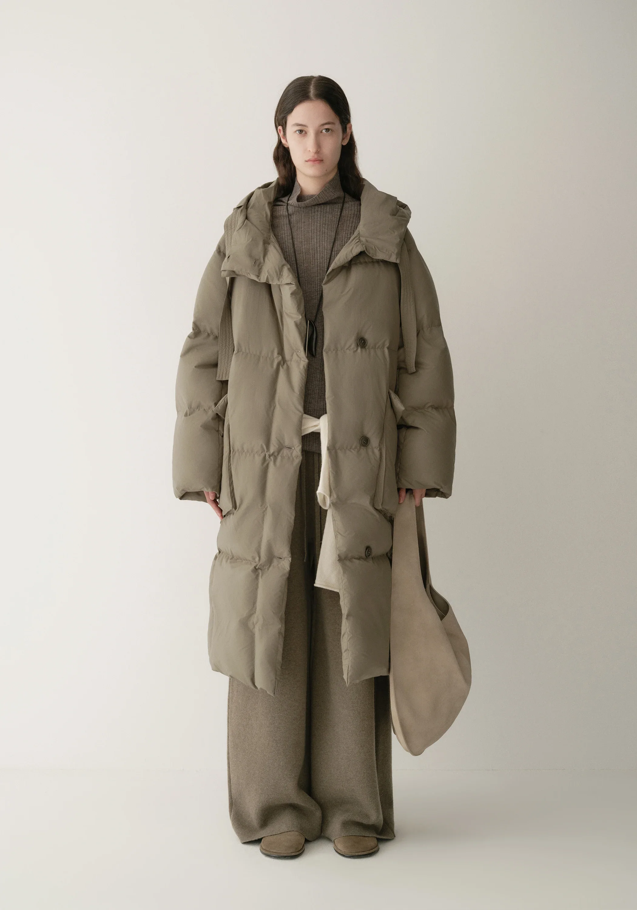Drawstring Hooded Long Down Jacket - Image 10