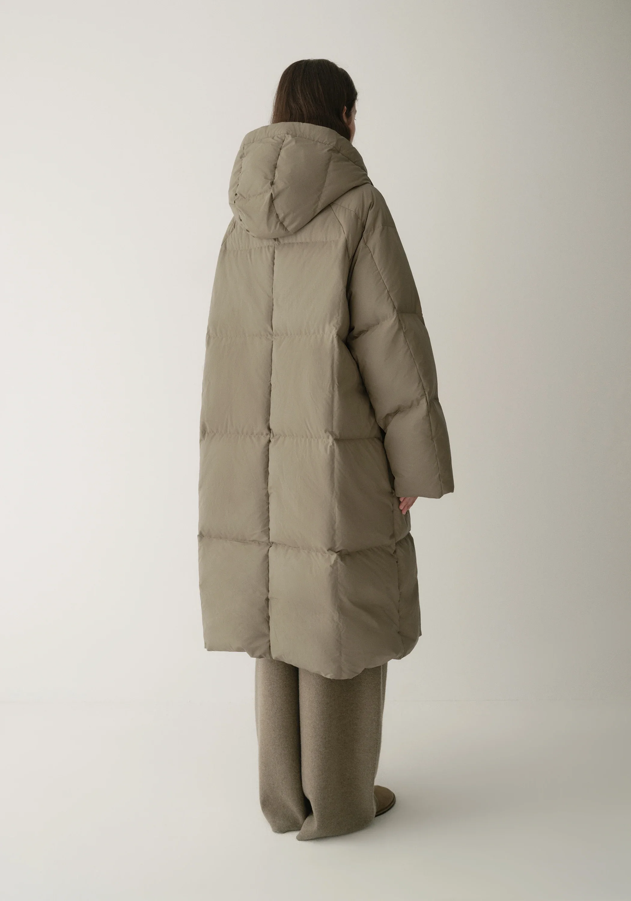 Drawstring Hooded Long Down Jacket - Image 11