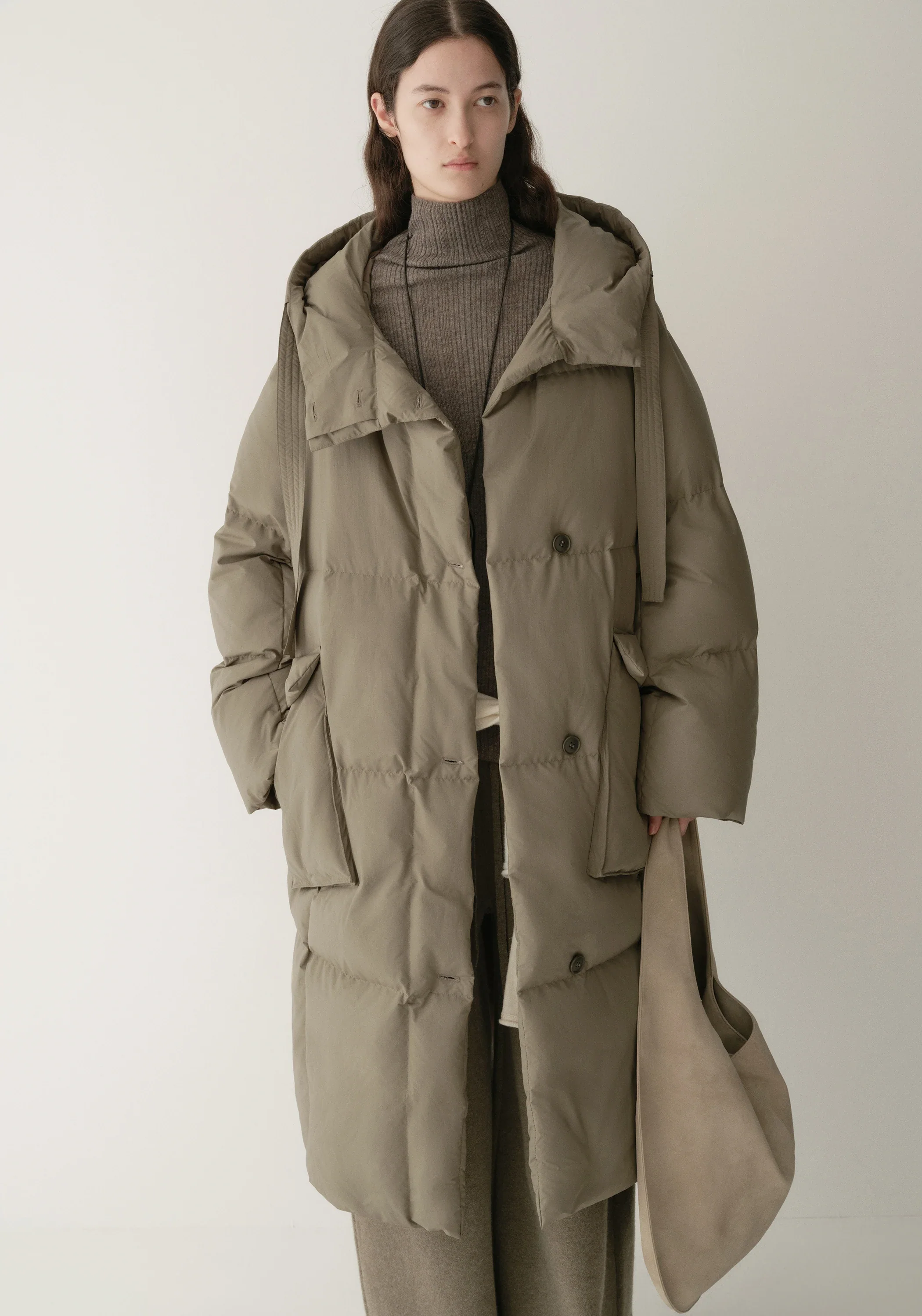 Drawstring Hooded Long Down Jacket - Image 12