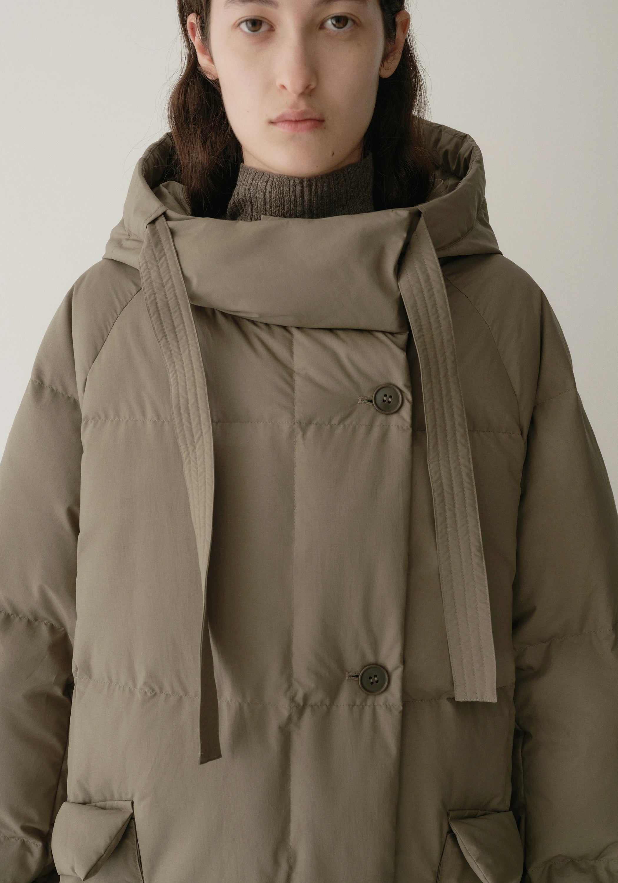 Drawstring Hooded Long Down Jacket - Image 13