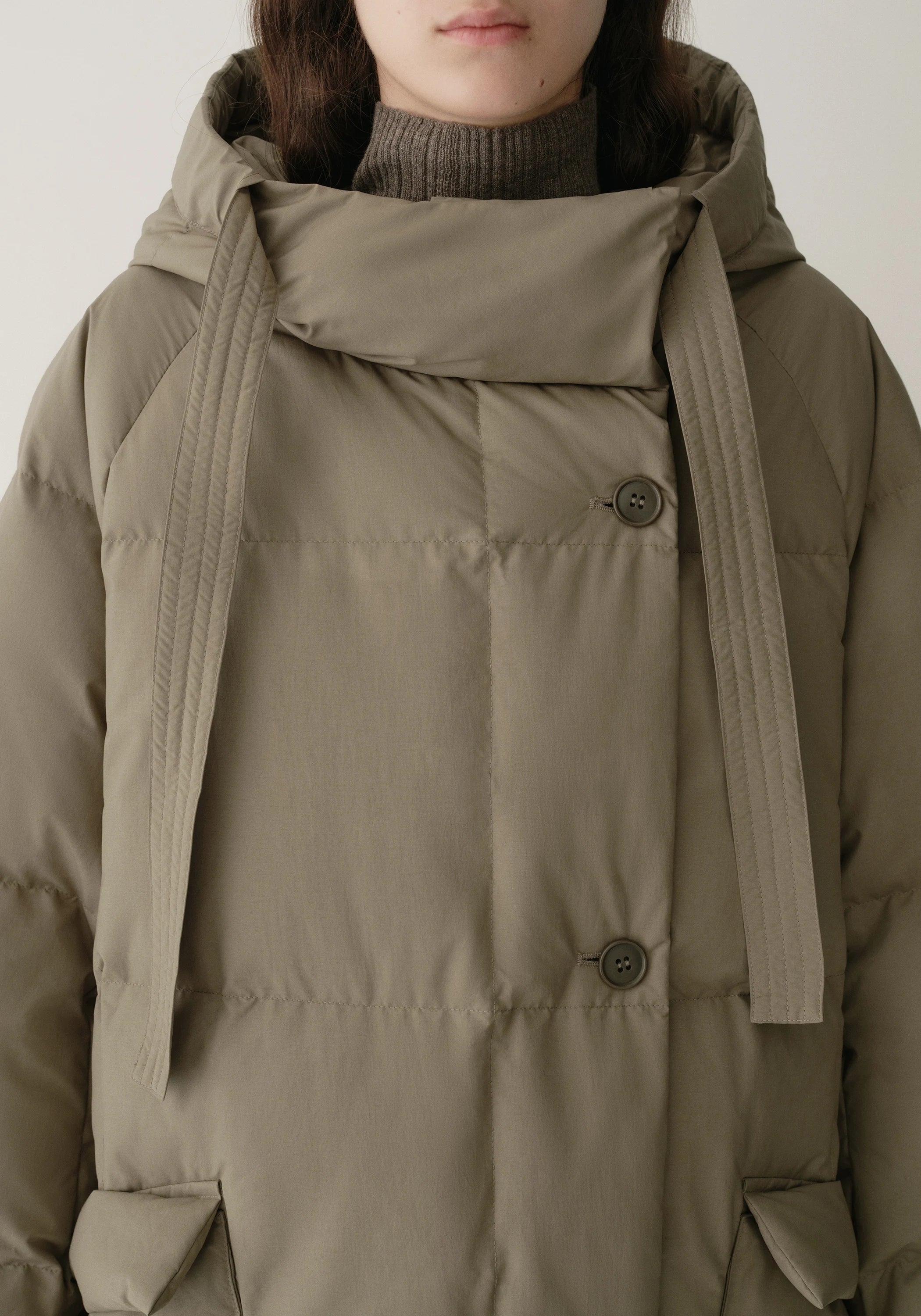 Drawstring Hooded Long Down Jacket - Image 15