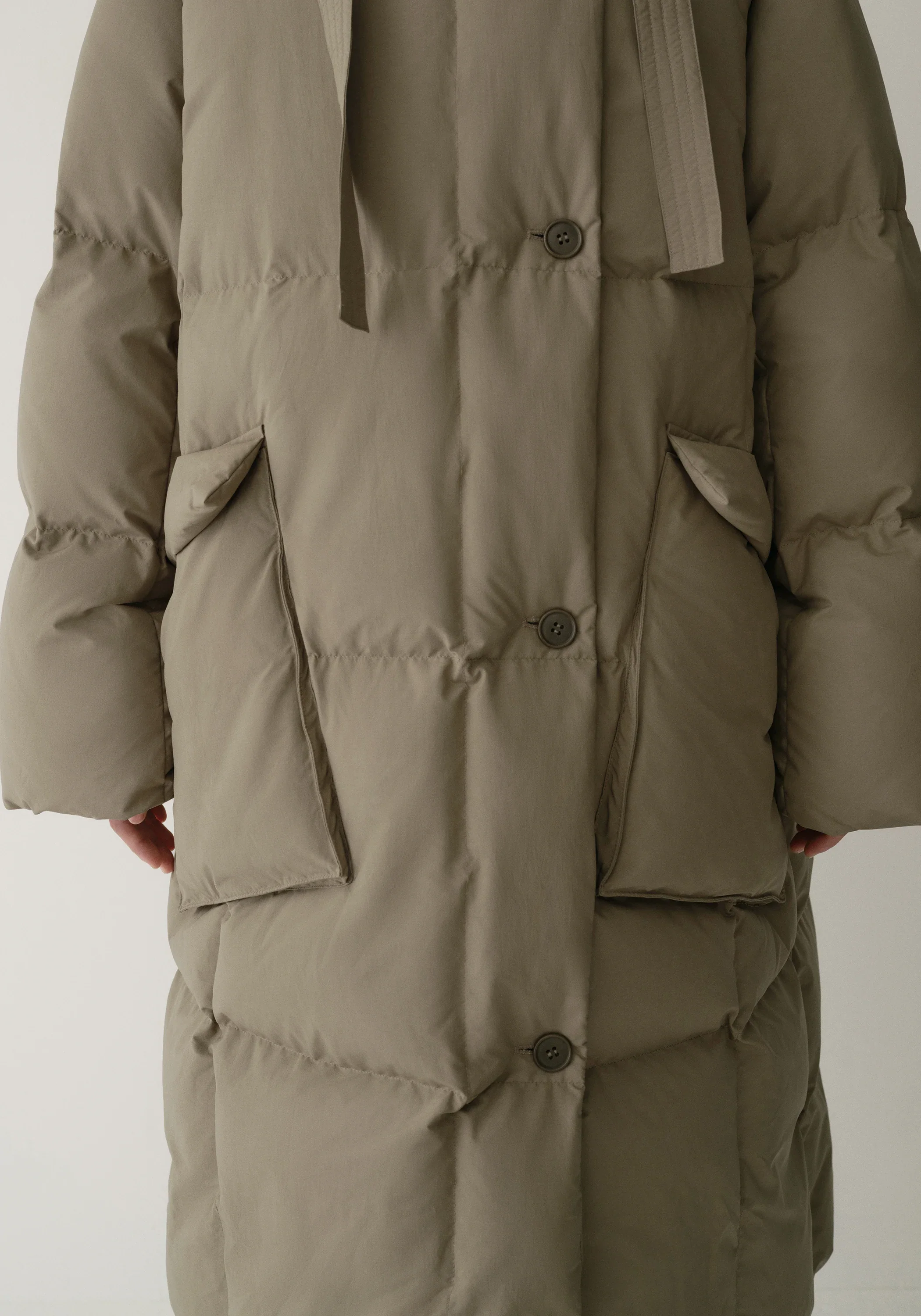 Drawstring Hooded Long Down Jacket - Image 16