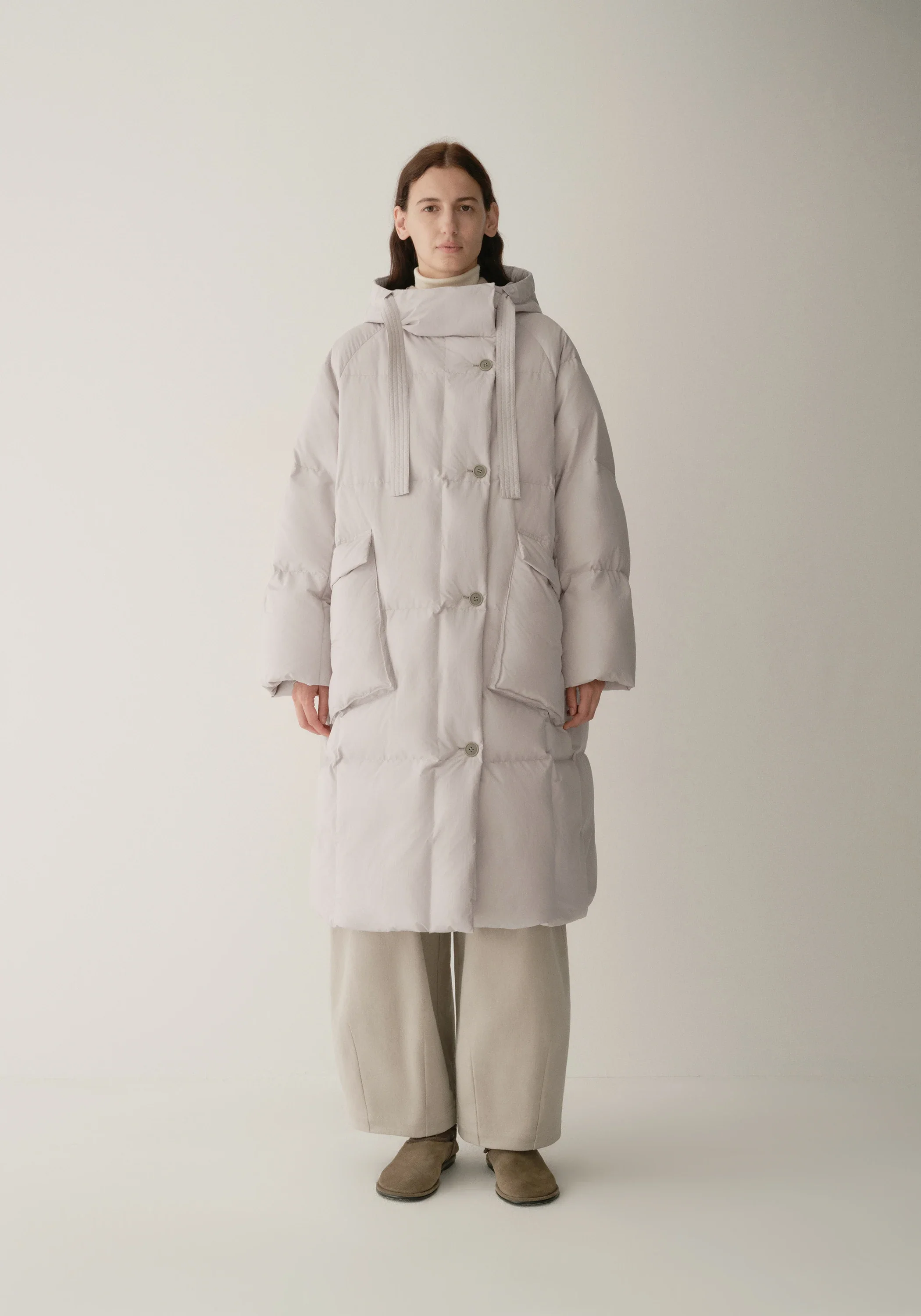 Drawstring Hooded Long Down Jacket - Image 2