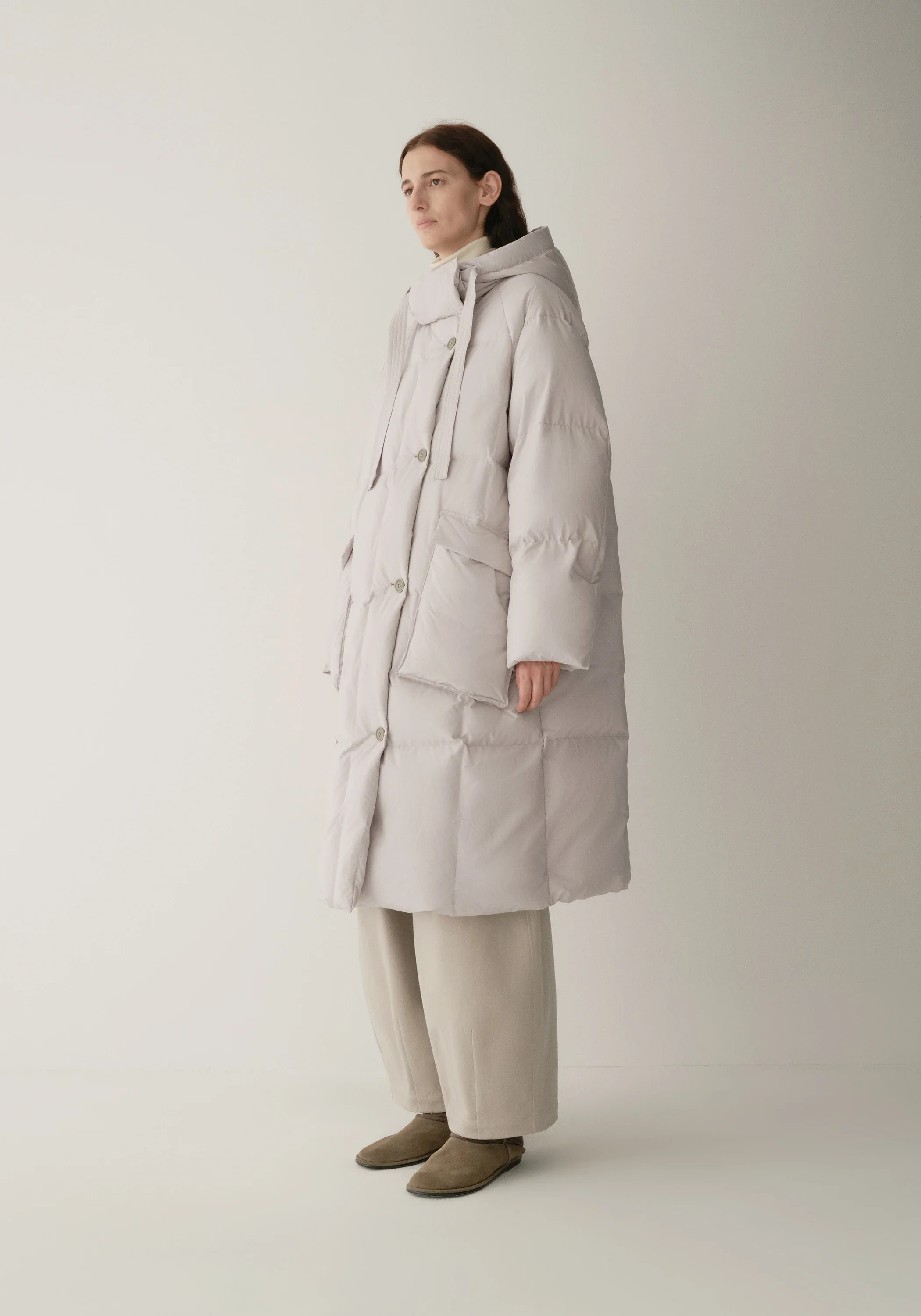 Drawstring Hooded Long Down Jacket - Image 4