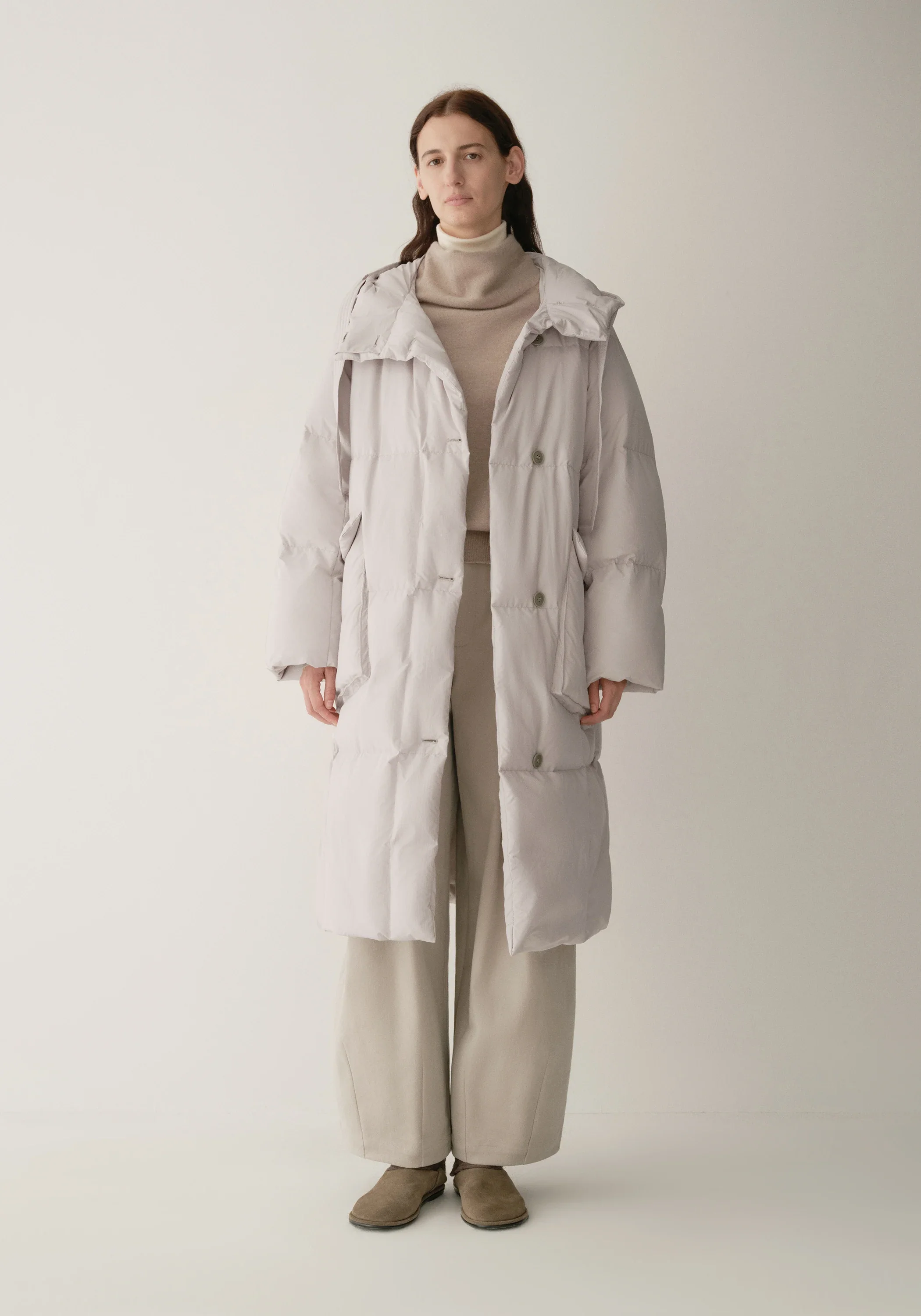 Drawstring Hooded Long Down Jacket - Image 5