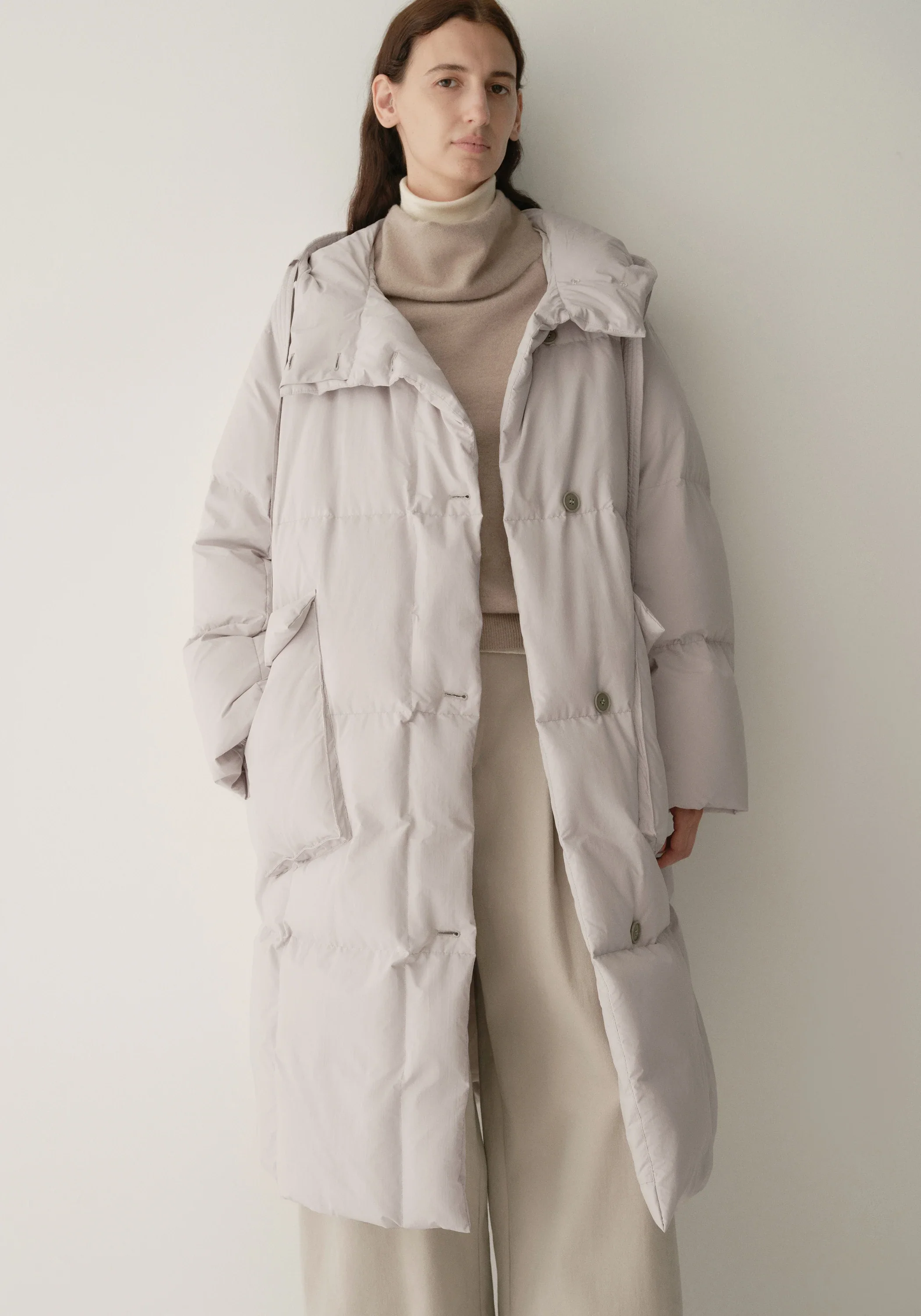 Drawstring Hooded Long Down Jacket - Image 6