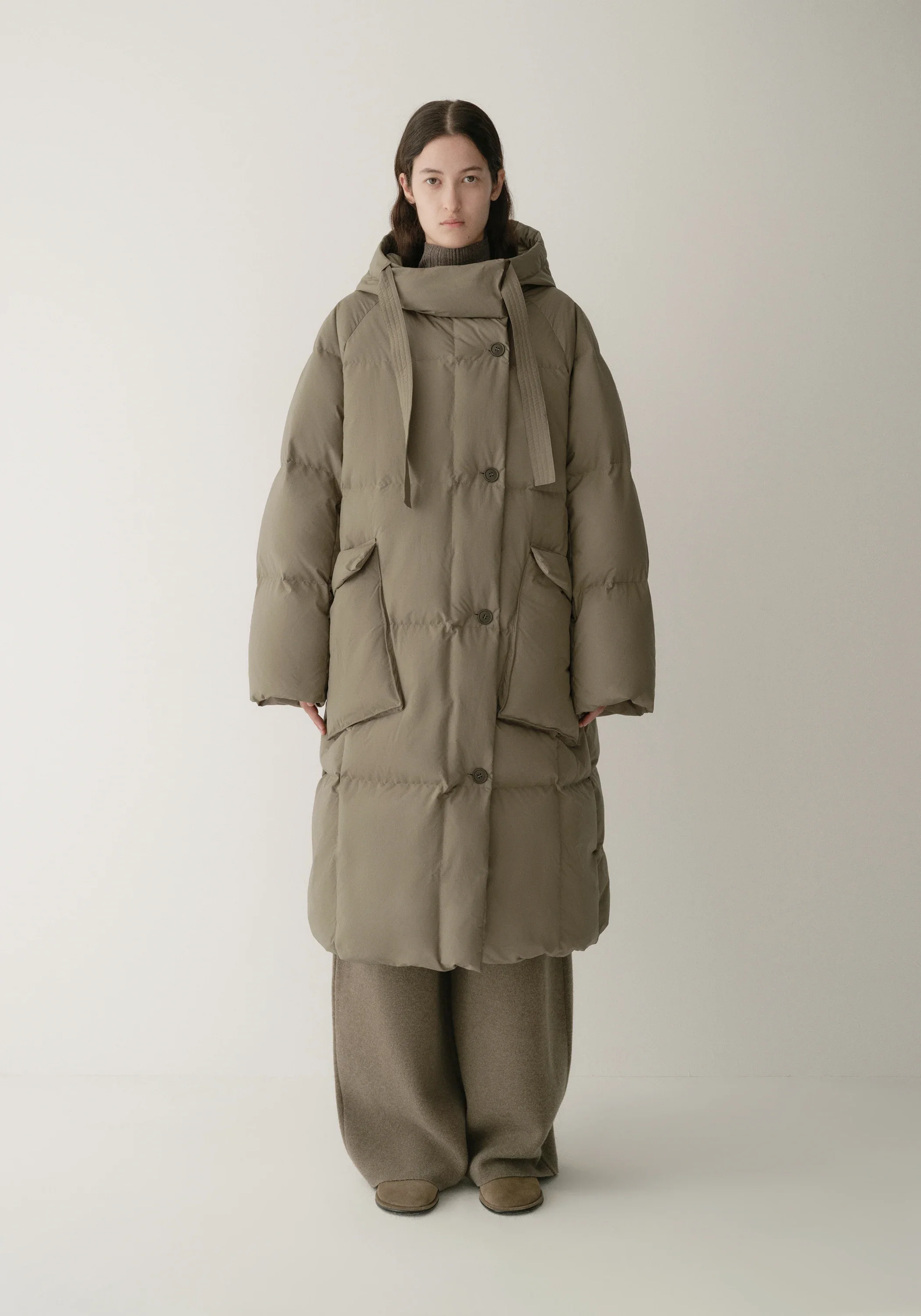 Drawstring Hooded Long Down Jacket - Image 7