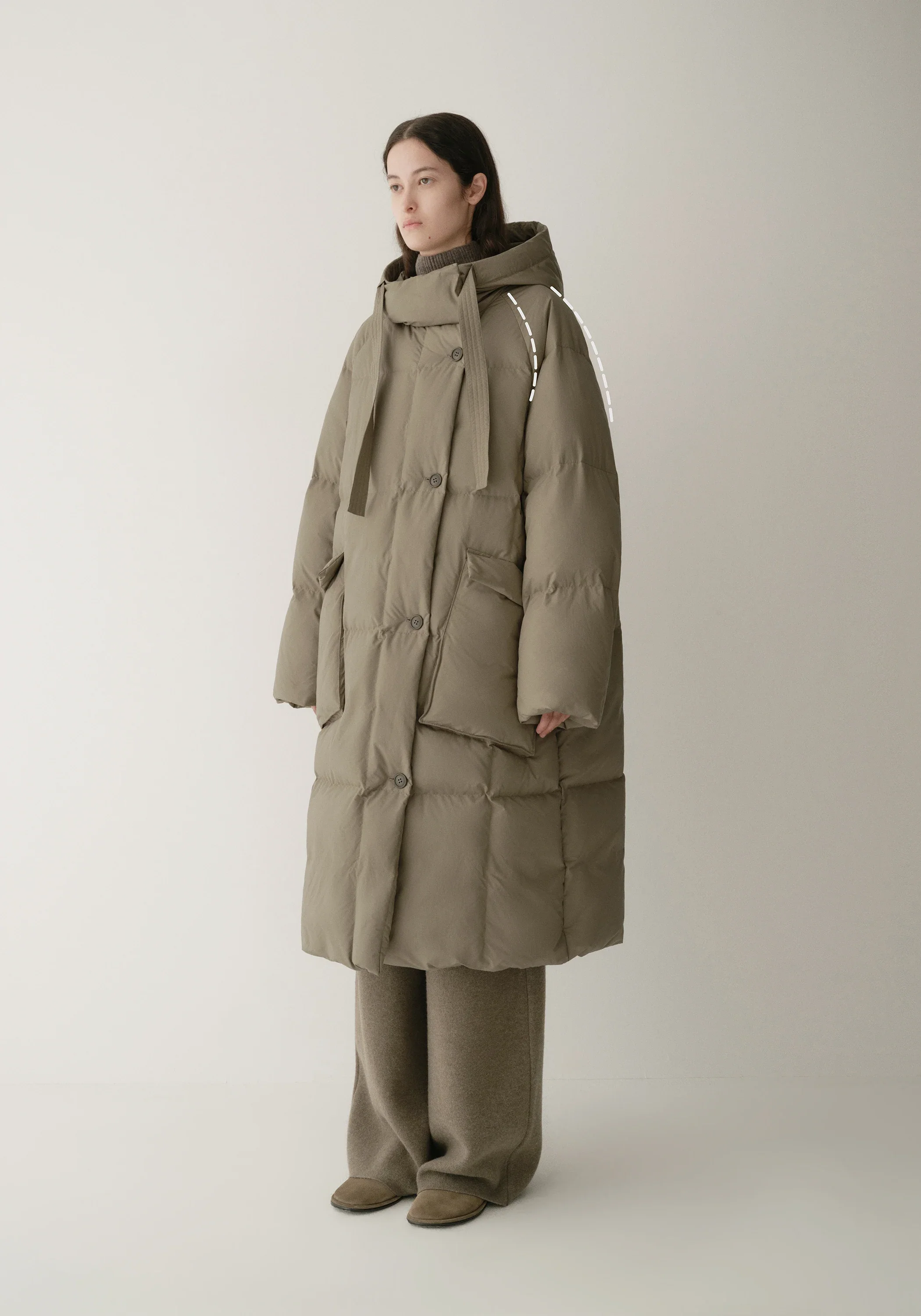 Drawstring Hooded Long Down Jacket - Image 8