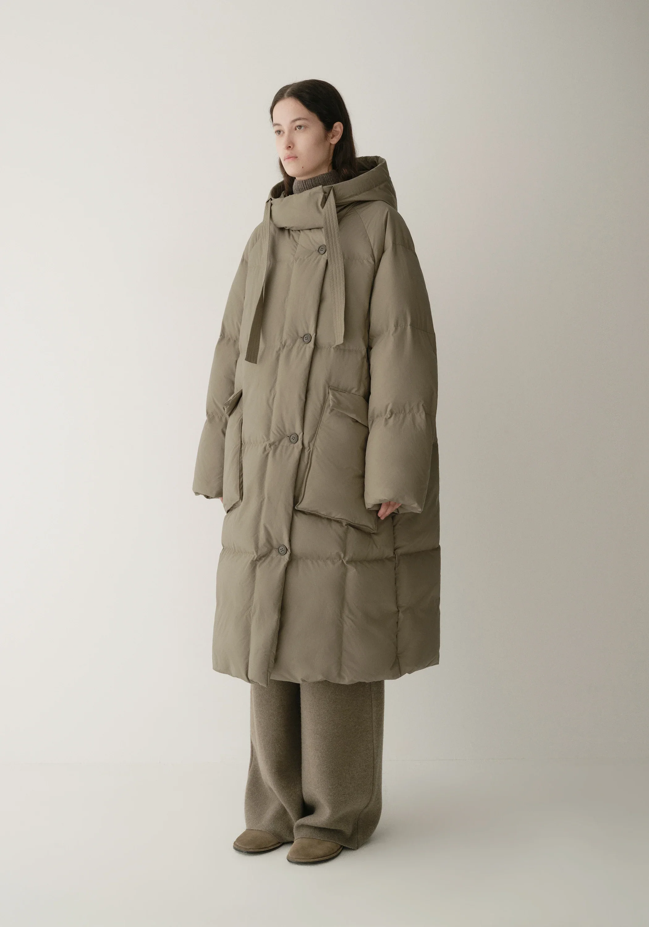 Drawstring Hooded Long Down Jacket - Image 9