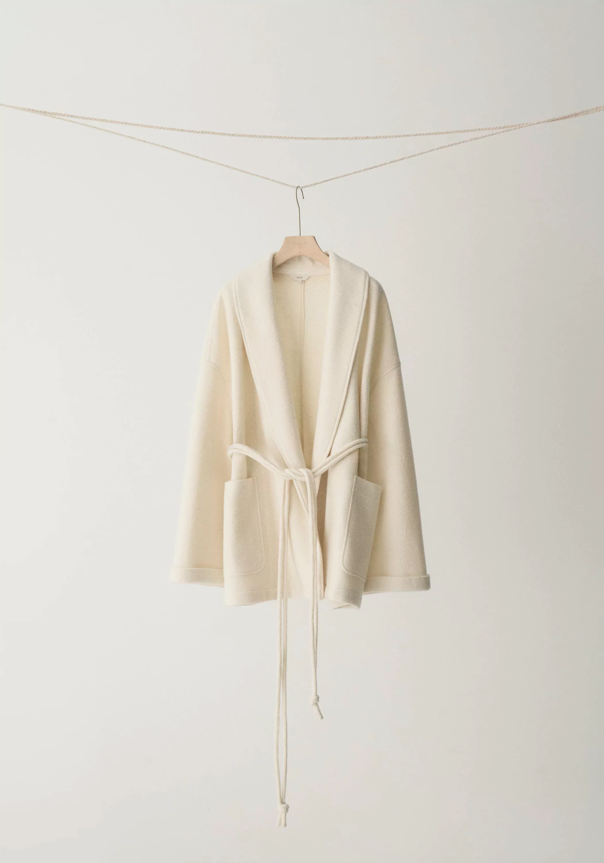 Merino Wool Twill-texture Cord-tie Coat - Image 20