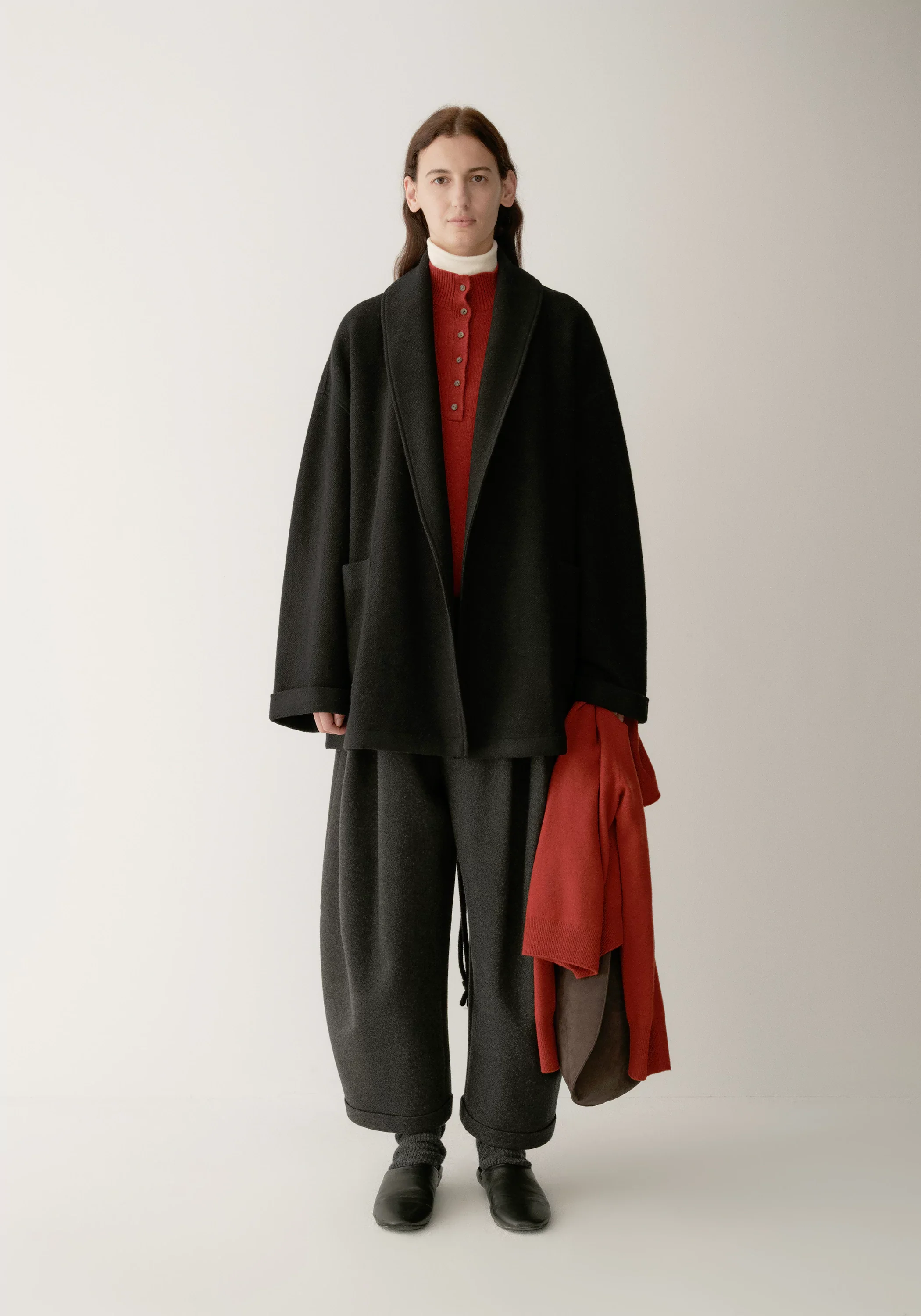 Merino Wool Twill-texture Cord-tie Coat - Image 5