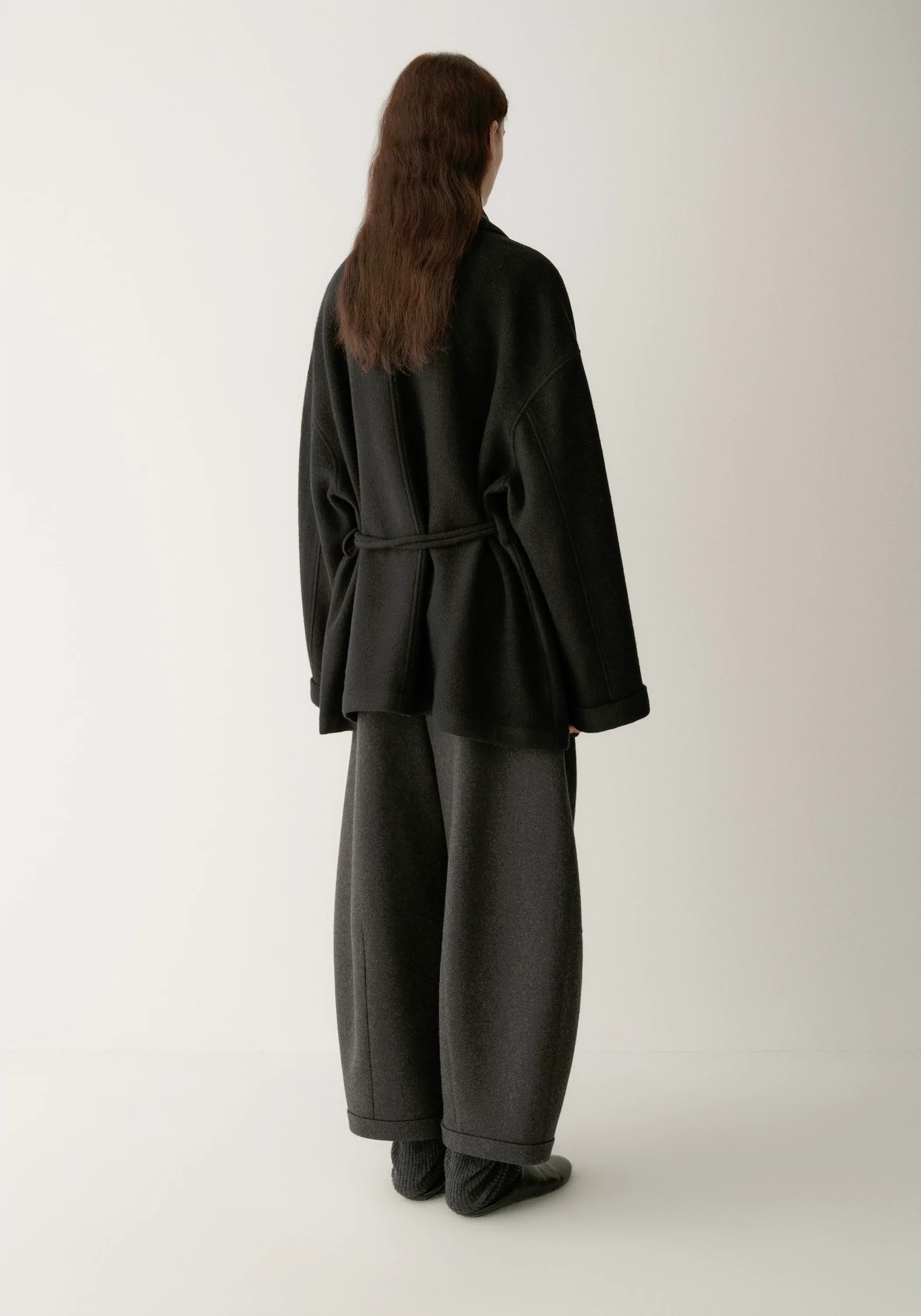 Merino Wool Twill-texture Cord-tie Coat - Image 6