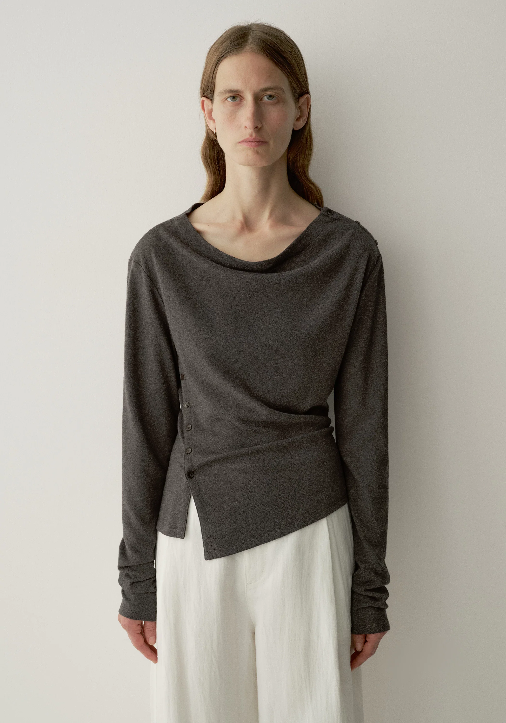 Side-slit Long-sleeve Top - Image 15