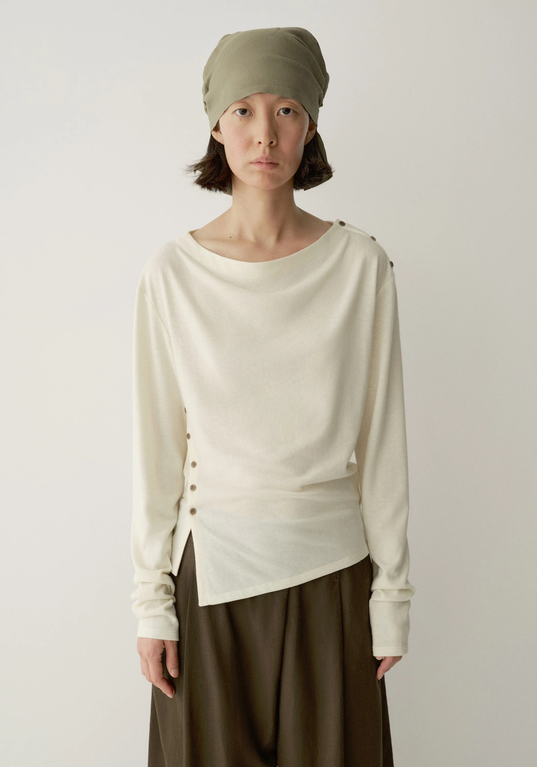 Side-slit Long-sleeve Top - Image 16