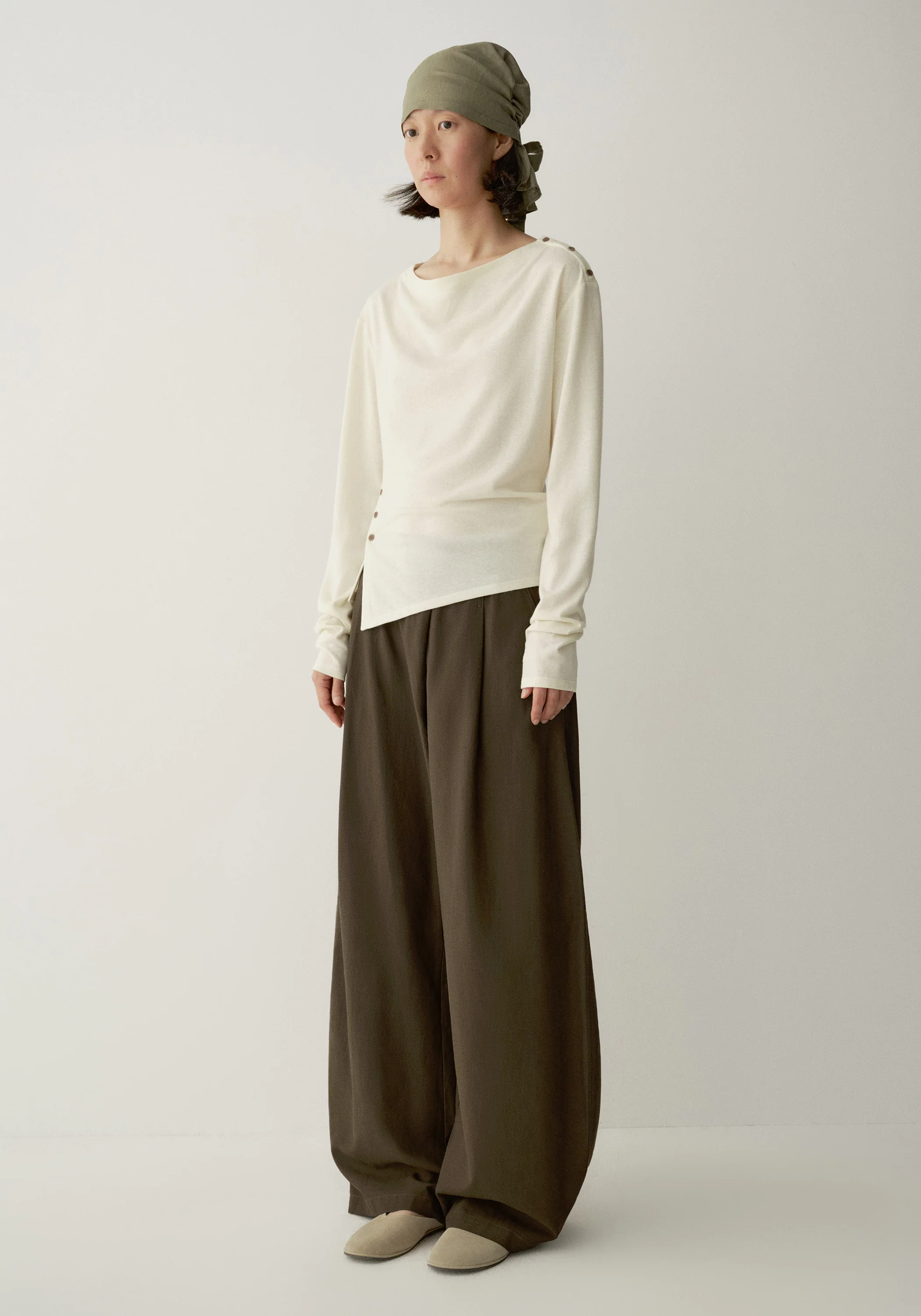 Side-slit Long-sleeve Top - Image 19