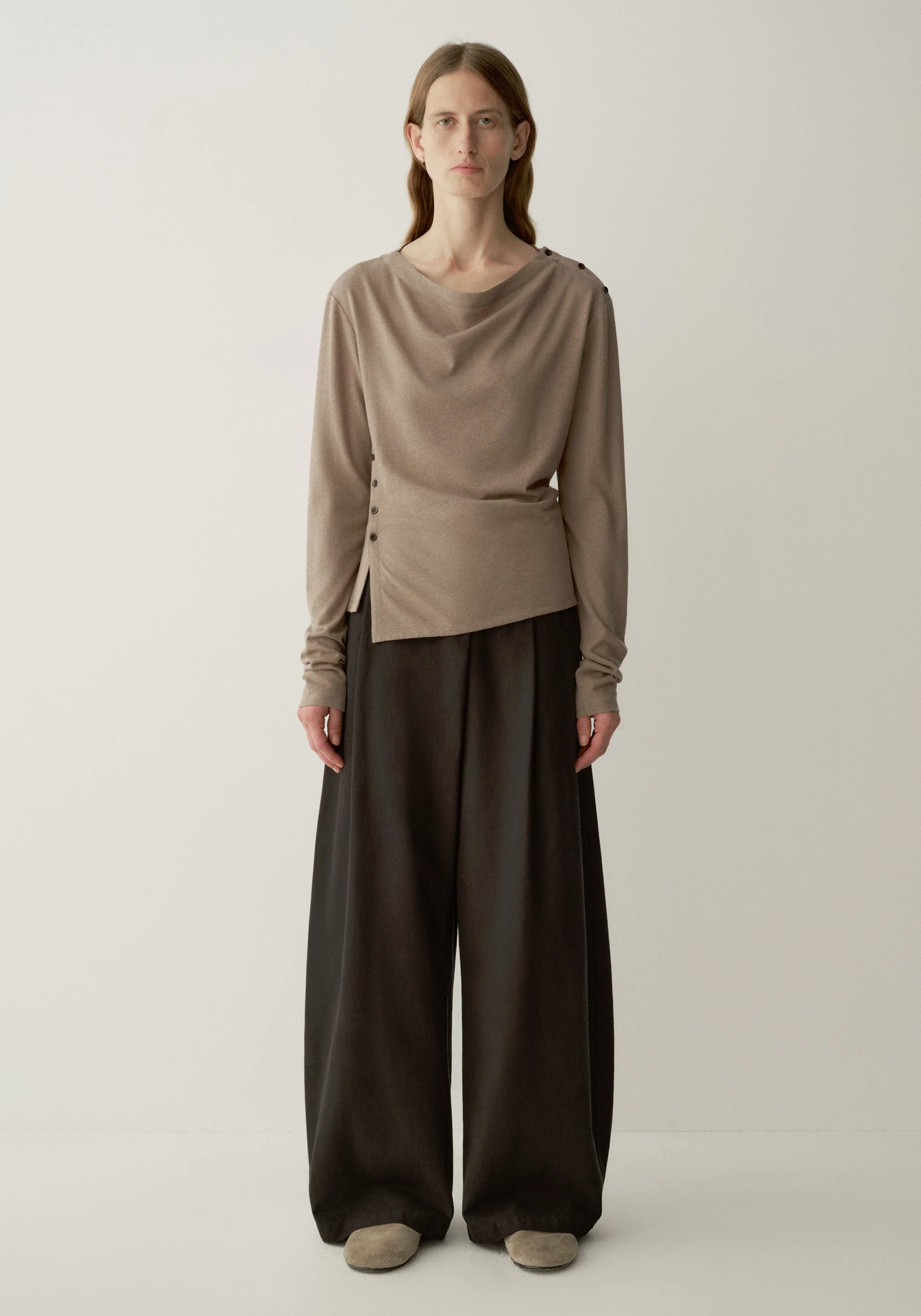 Side-slit Long-sleeve Top - Image 3