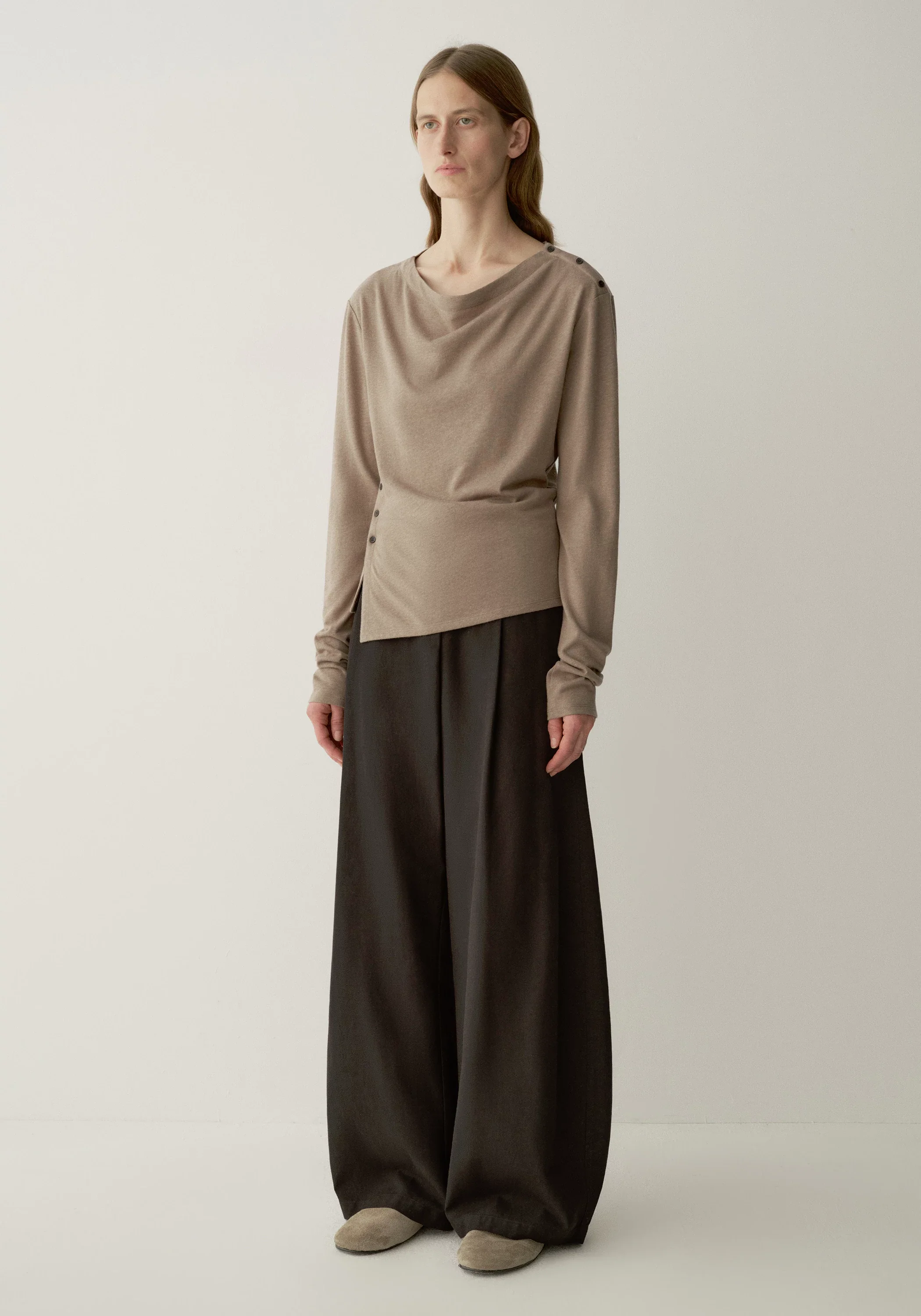 Side-slit Long-sleeve Top - Image 4