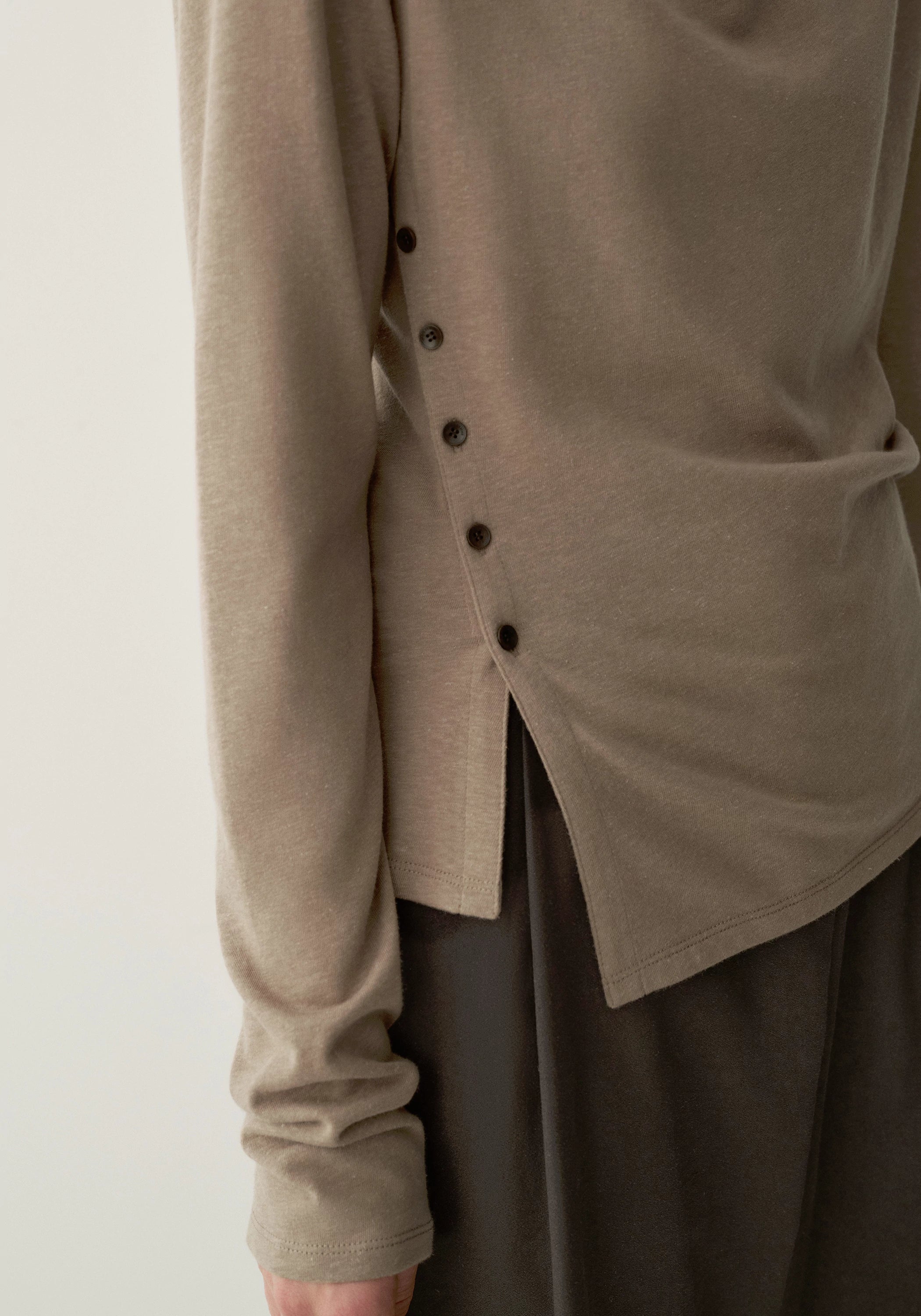 Side-slit Long-sleeve Top - Image 9