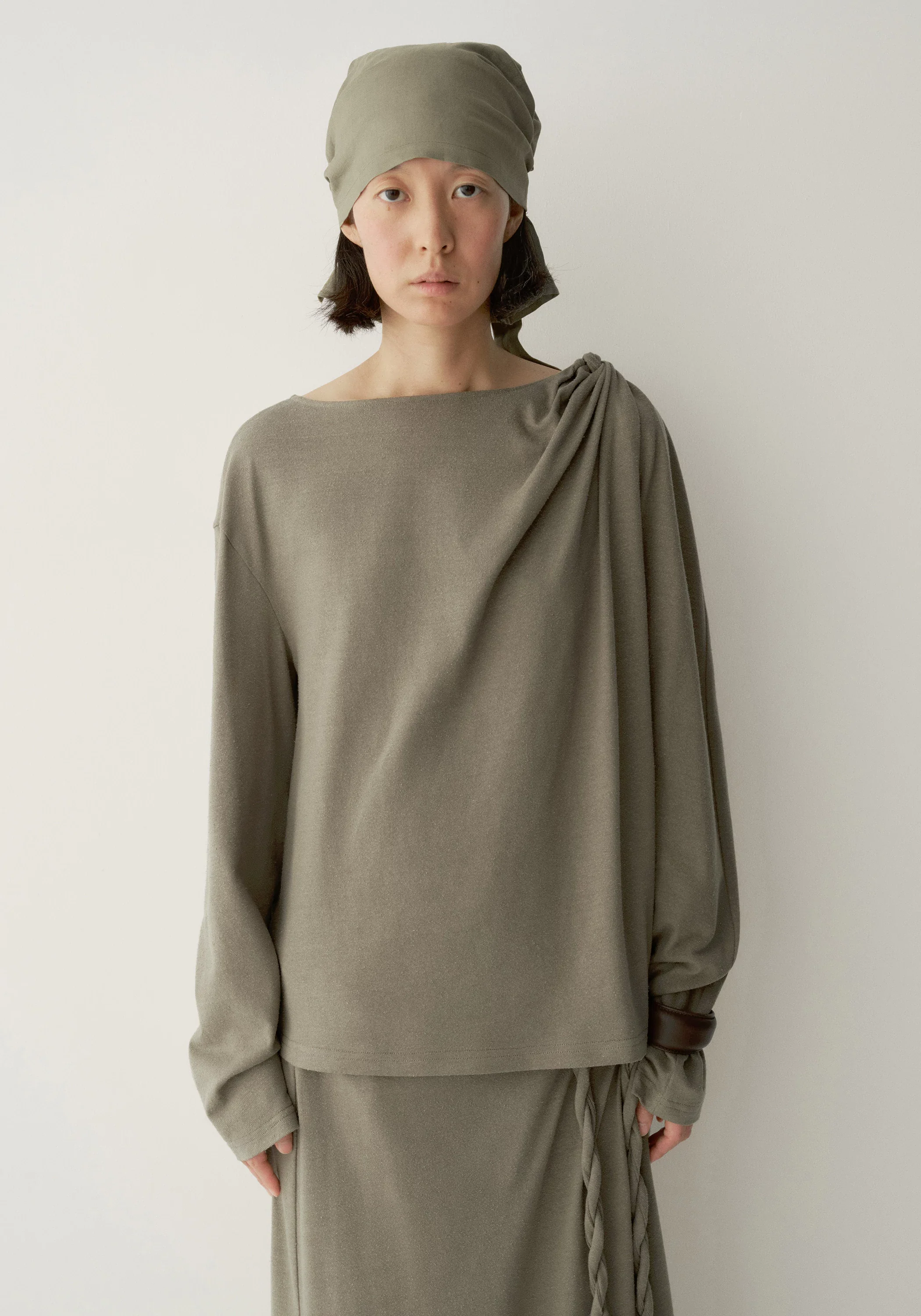 Silk-cotton Twist-detail Top