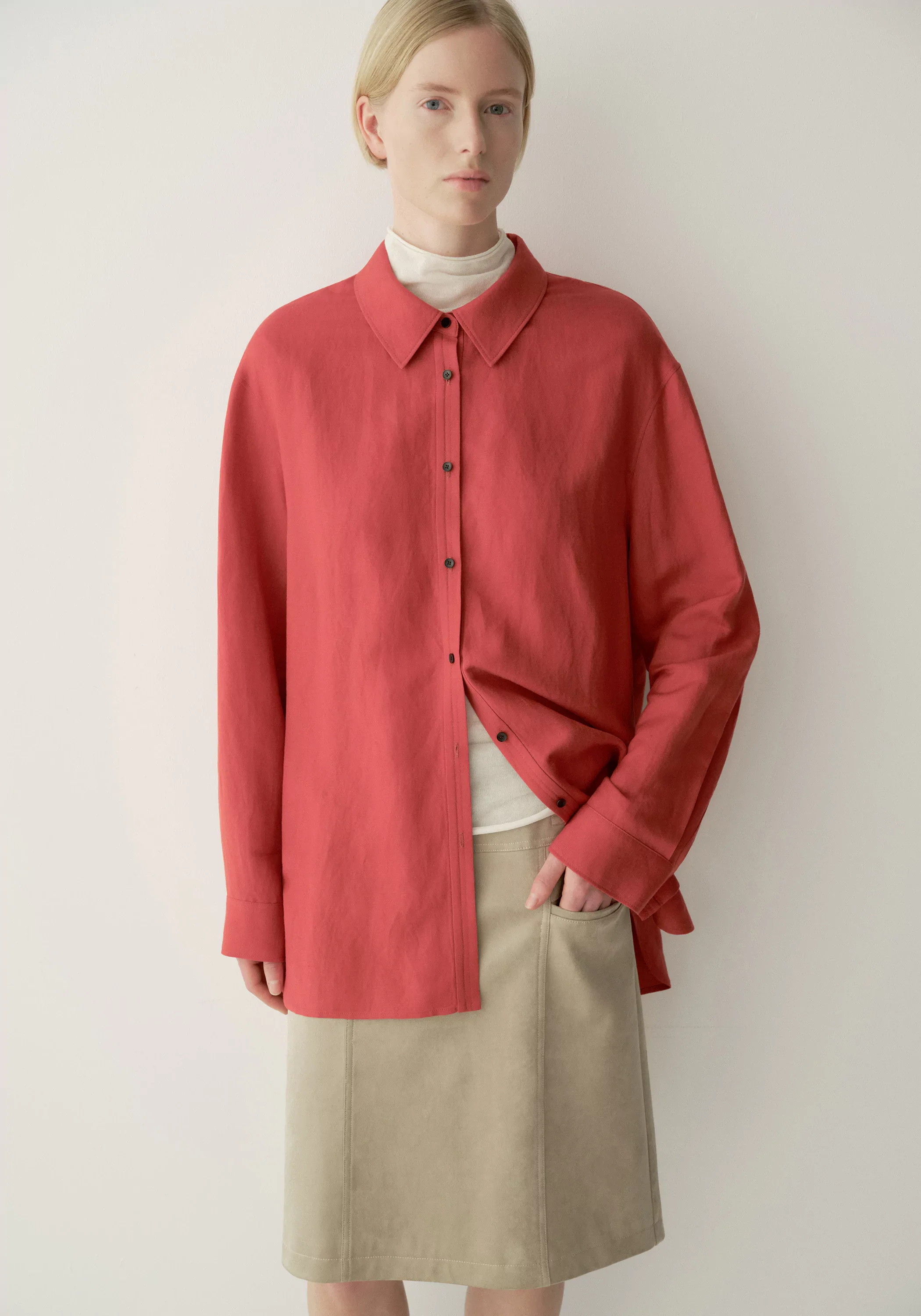 Slim-tie Linen Shirt - Image 28