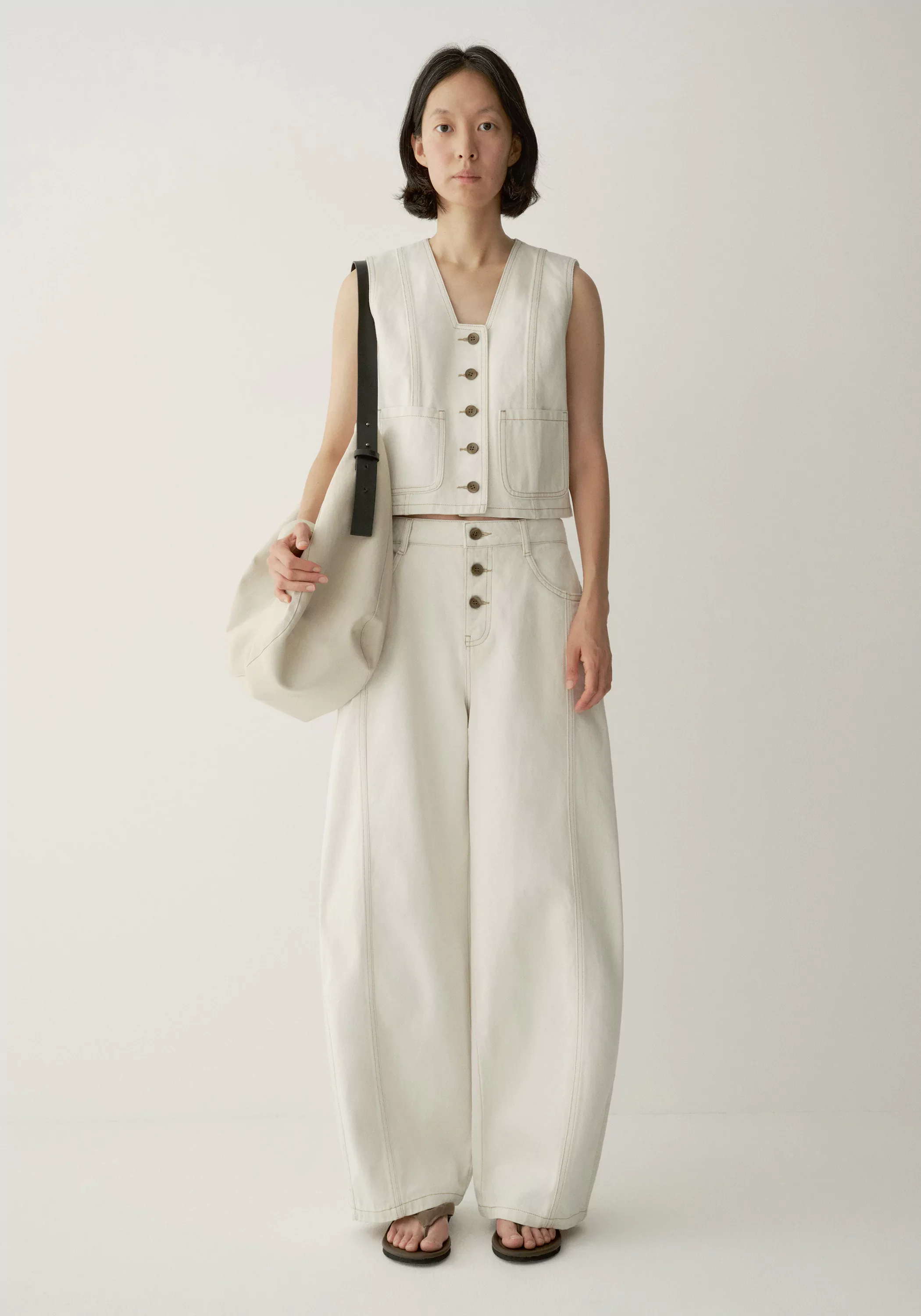 Architectural-neck Denim Vest - Image 13