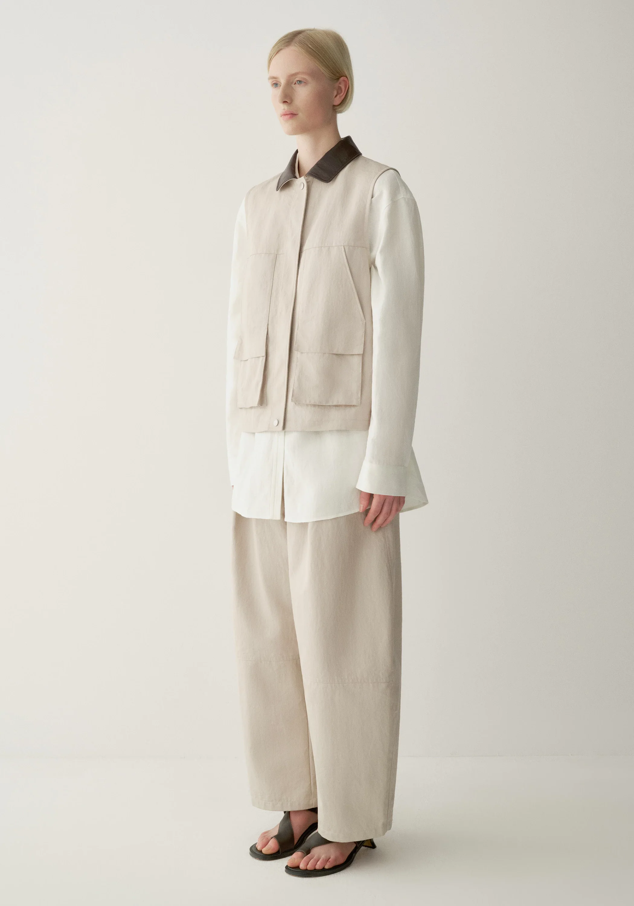 Contrast-collar Coated Vest - Image 6