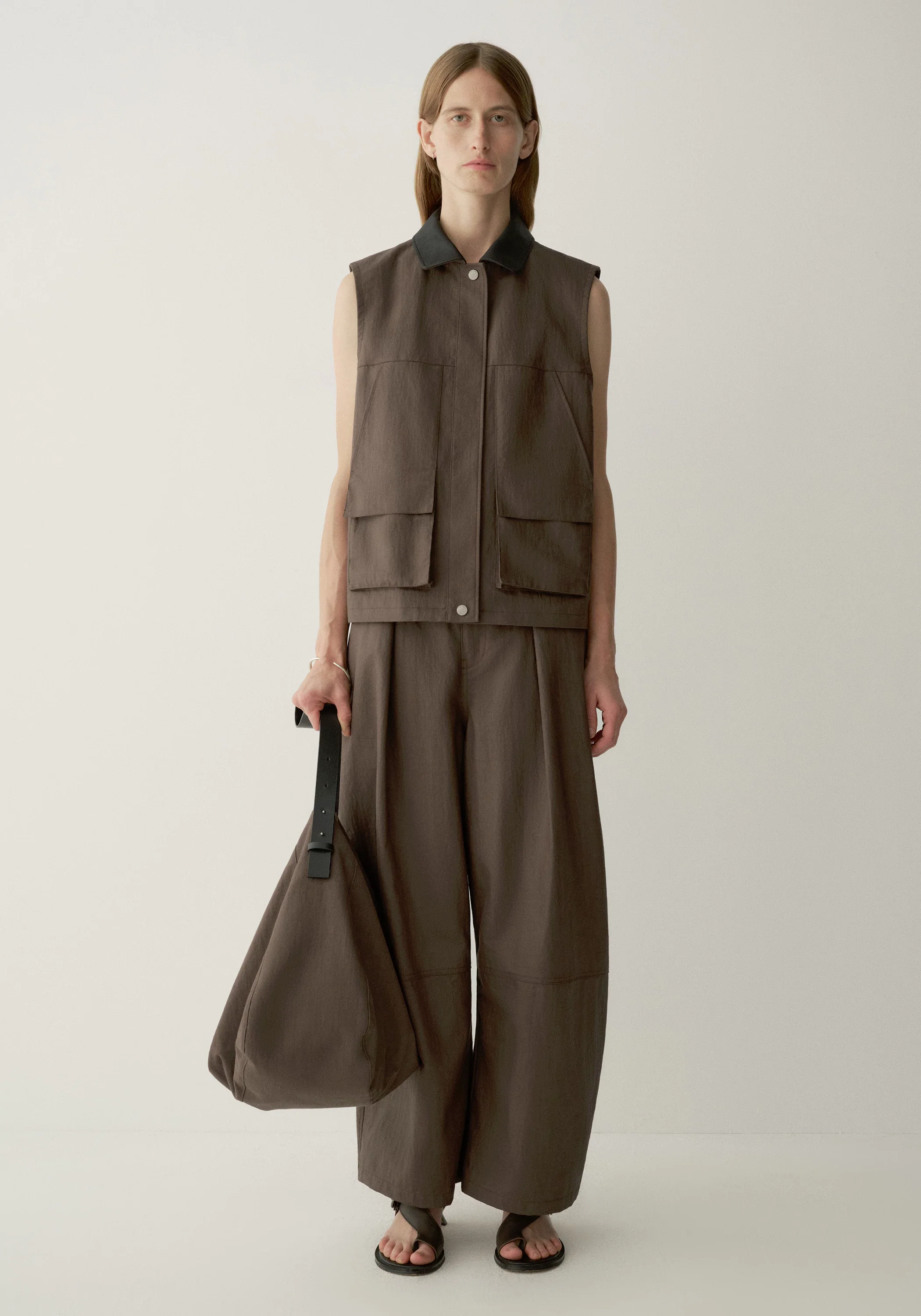 Contrast-collar Coated Vest - Image 9