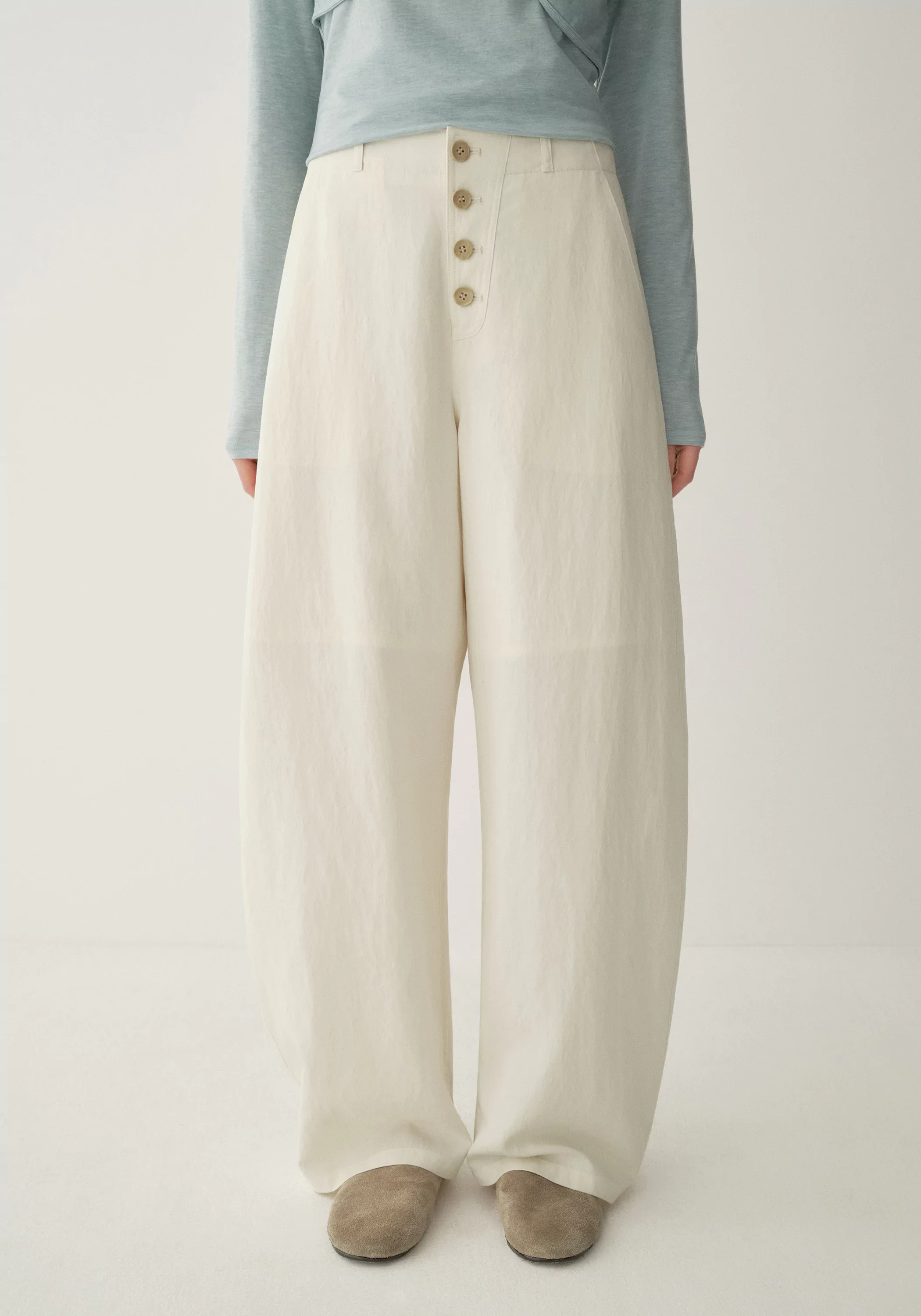 Buttoned Curved Pants - Image 11