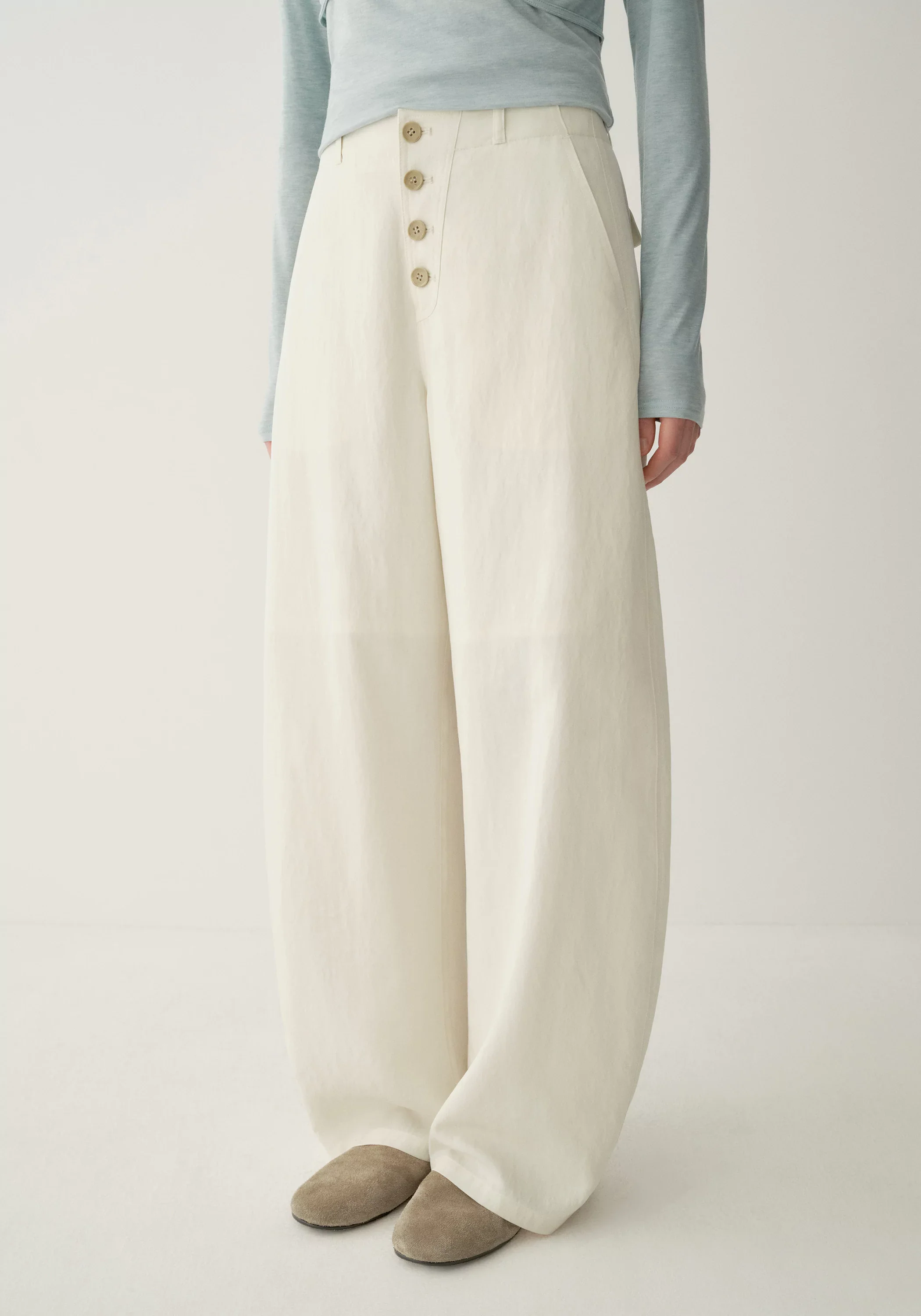 Buttoned Curved Pants - Image 12