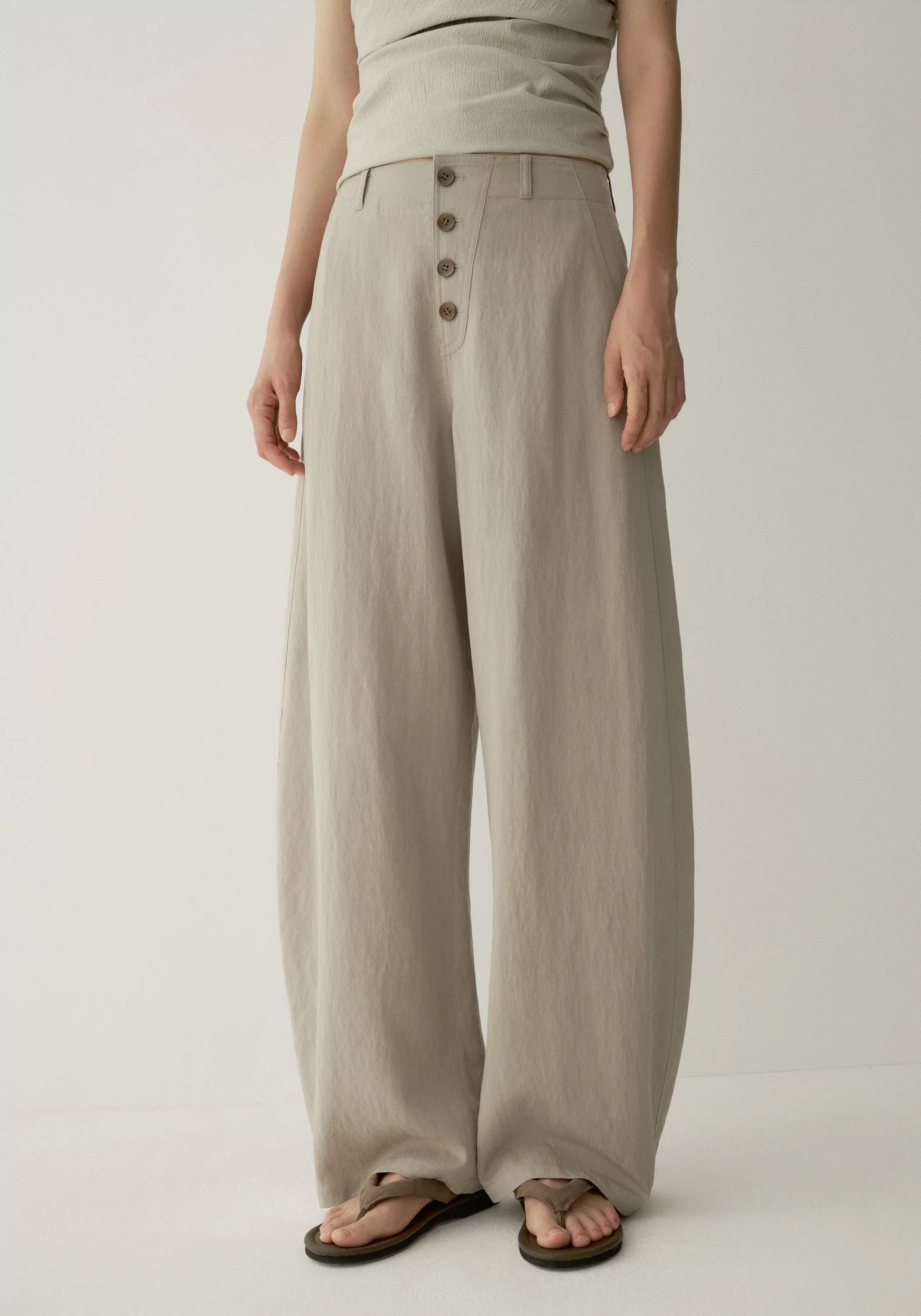 Buttoned Curved Pants - Image 17