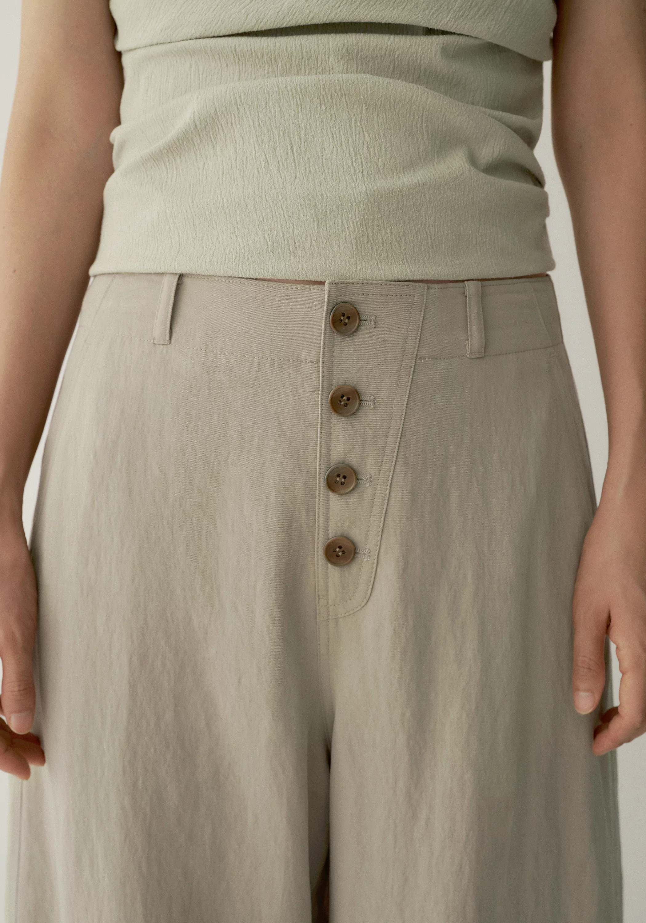 Buttoned Curved Pants - Image 18