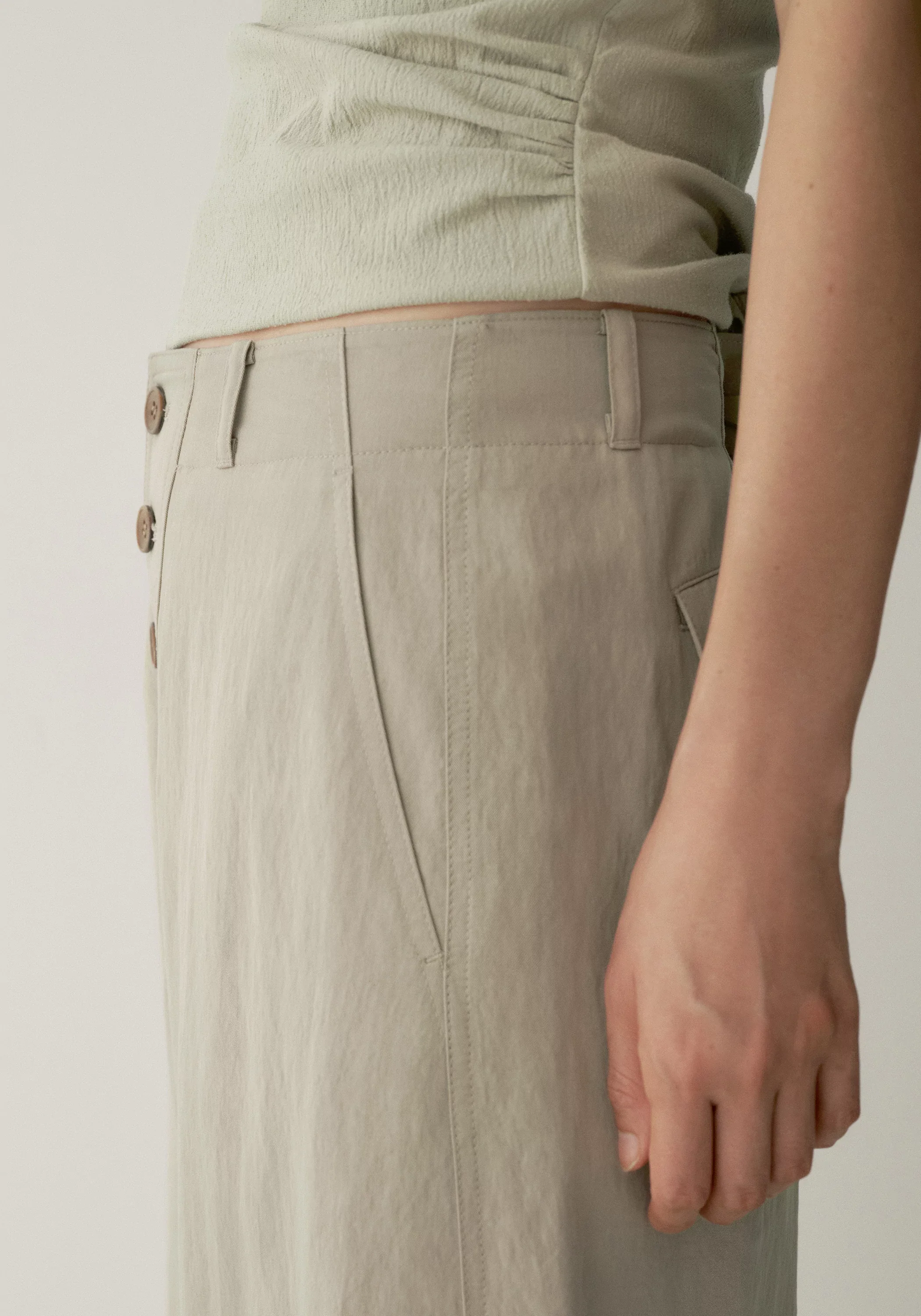 Buttoned Curved Pants - Image 19