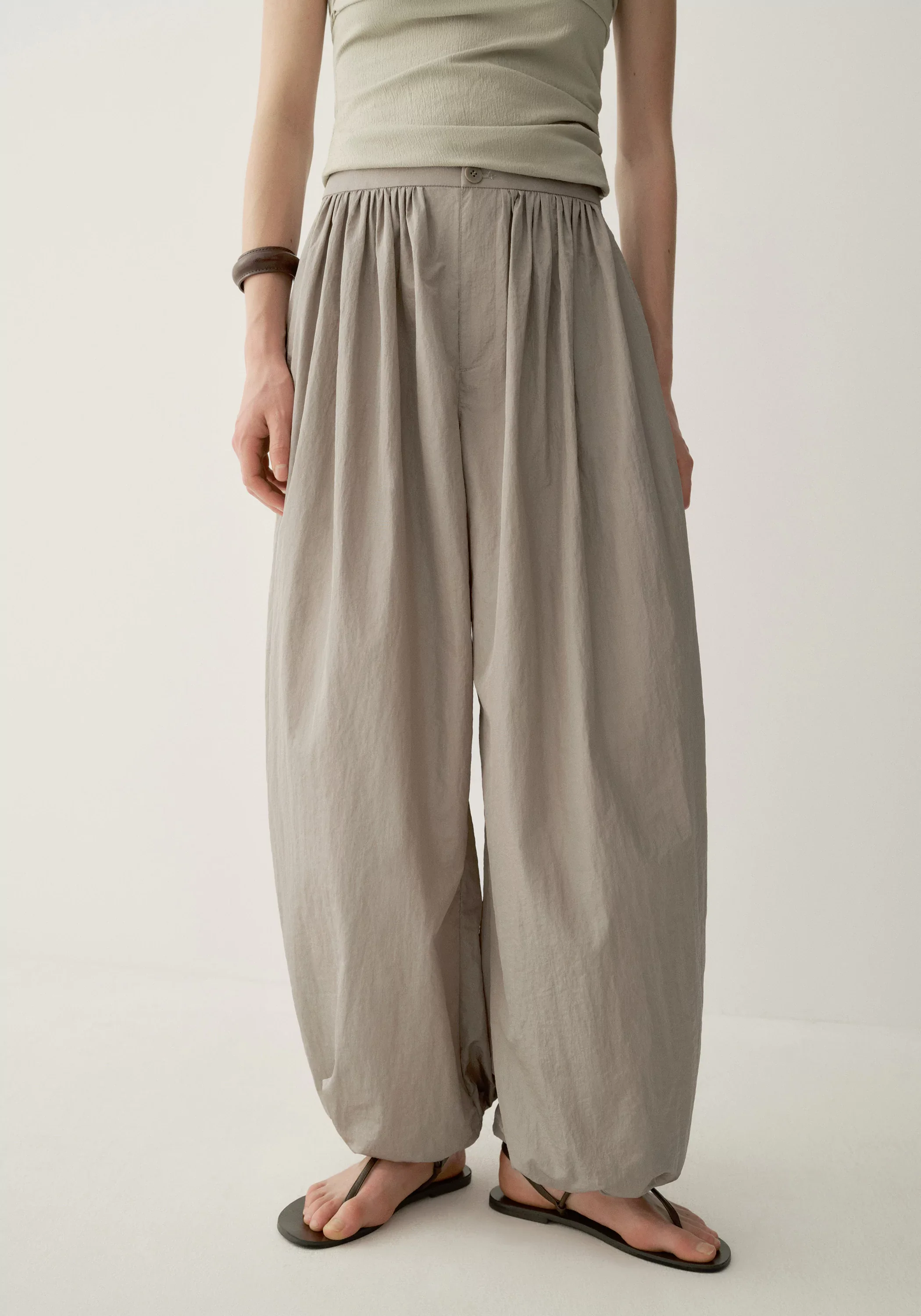 Drawstring Balloon Curved Pants - Image 5