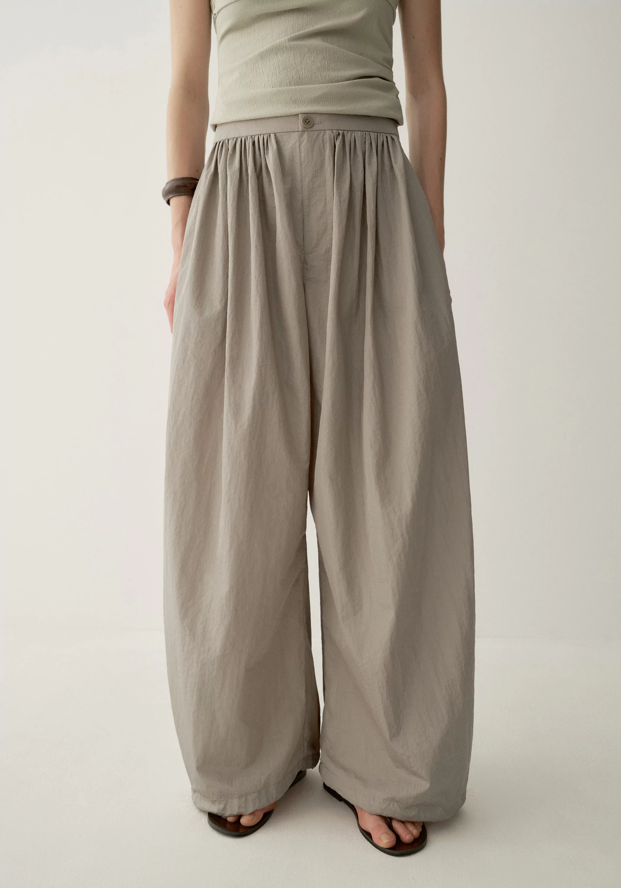 Drawstring Balloon Curved Pants - Image 6