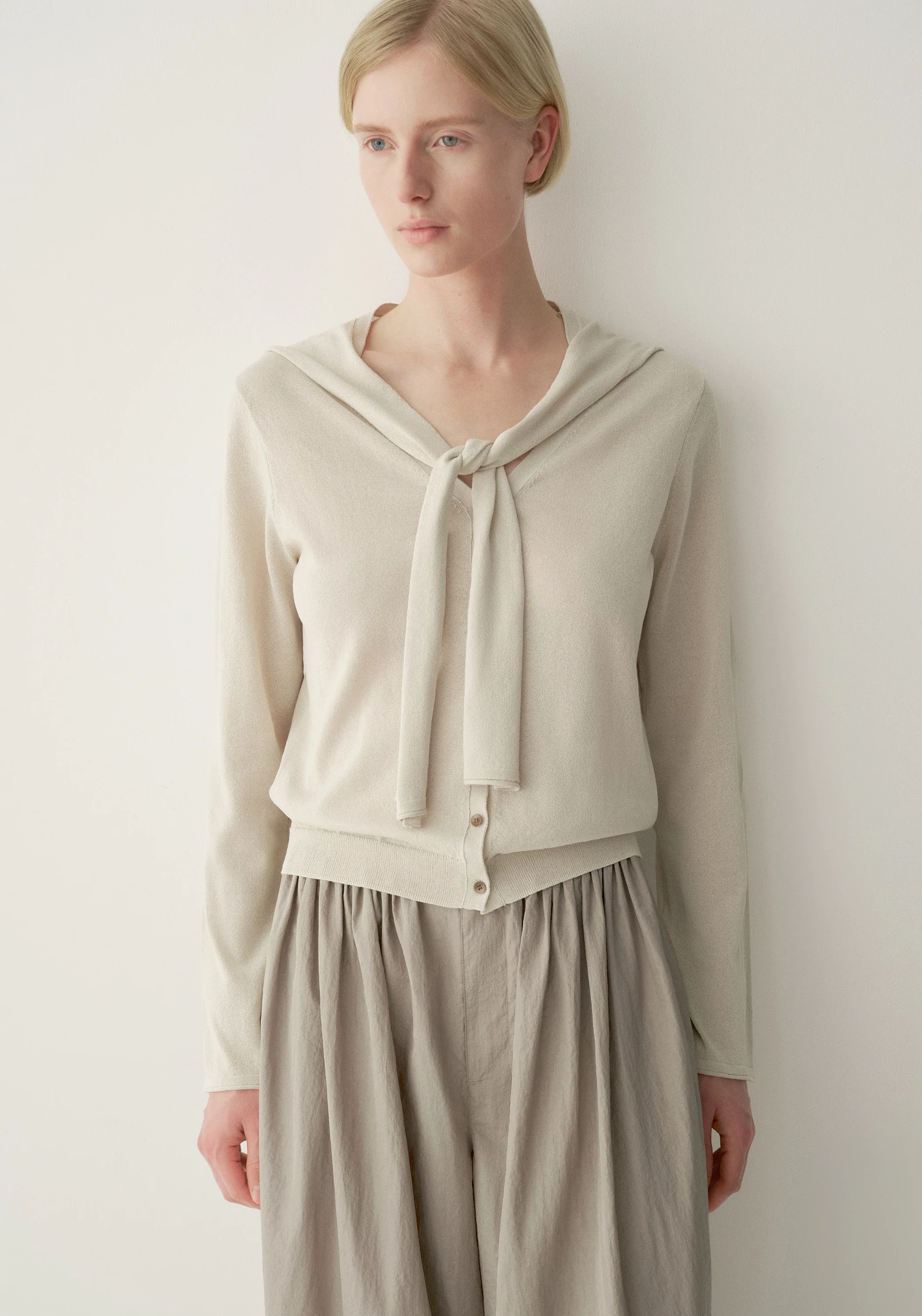 Washi-yarn Tie-scarf Cardigan - Image 12