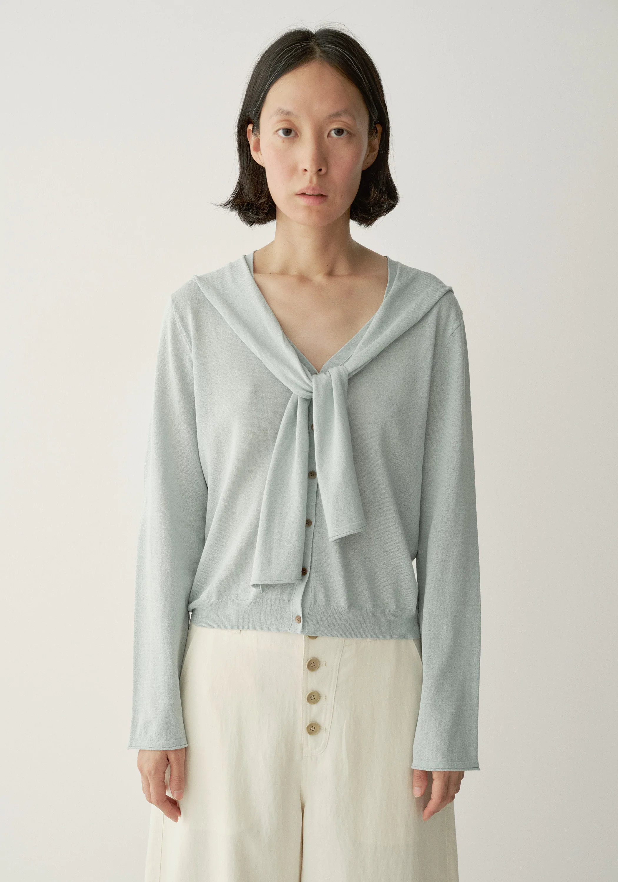 Washi-yarn Tie-scarf Cardigan - Image 13