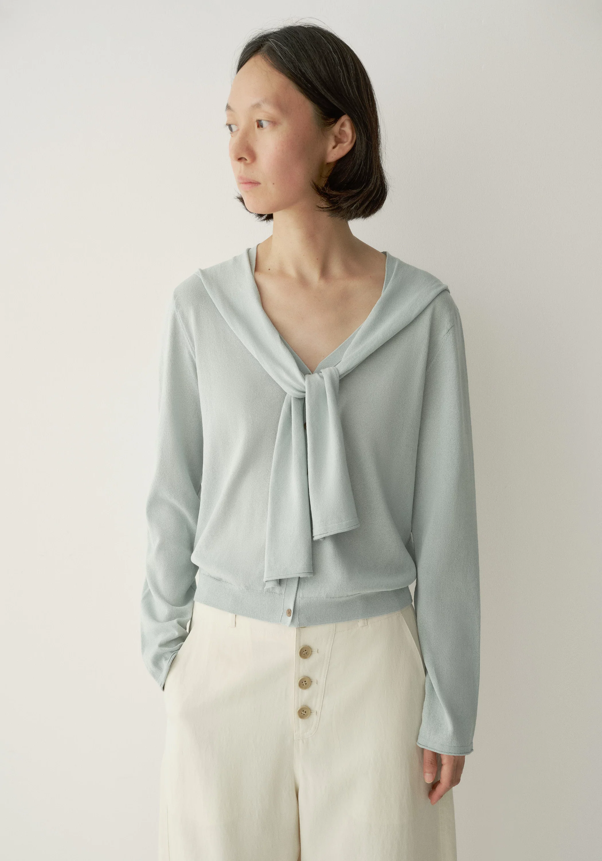 Washi-yarn Tie-scarf Cardigan - Image 17