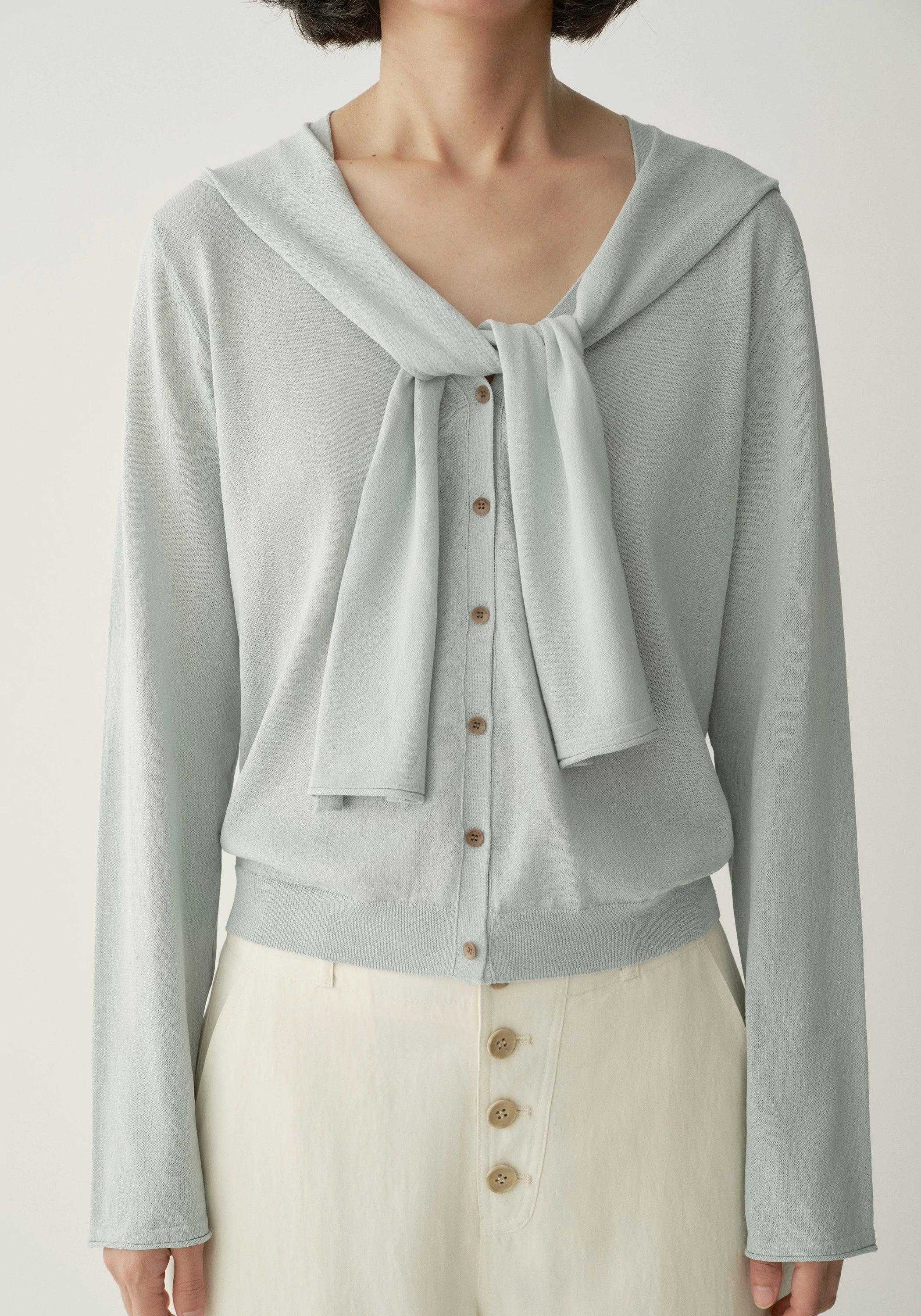 Washi-yarn Tie-scarf Cardigan - Image 20