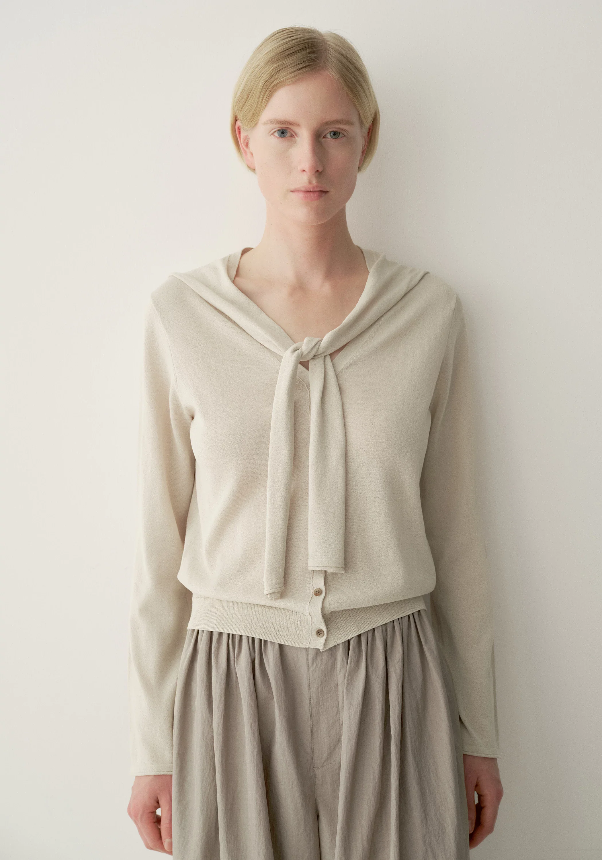 Washi-yarn Tie-scarf Cardigan - Image 8