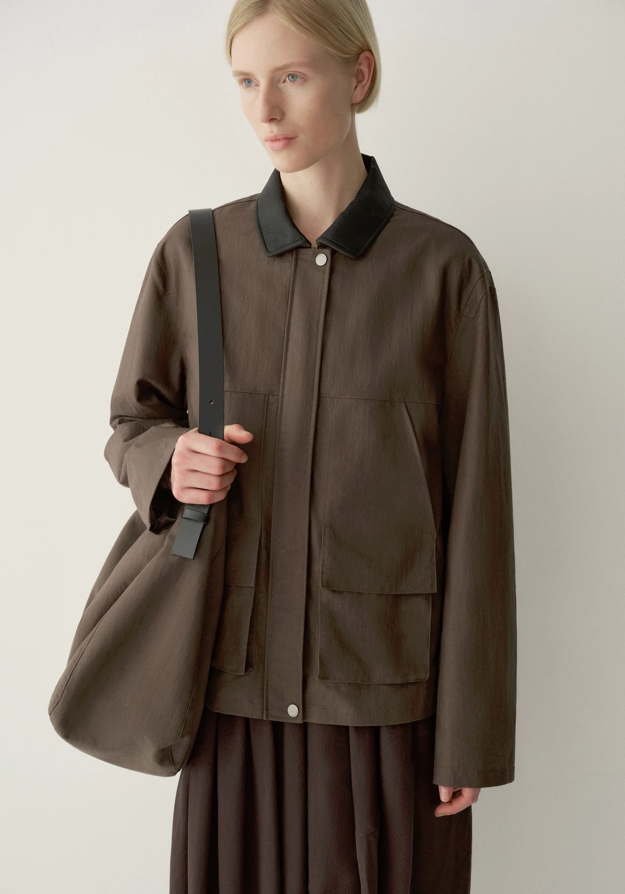 Contrast-collar Coated Jacket - Image 14