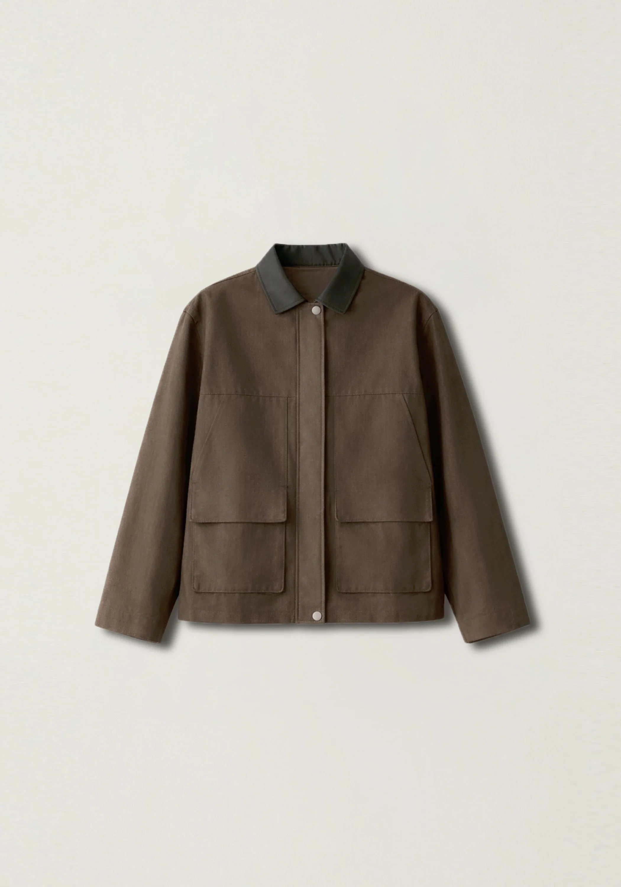 Contrast-collar Coated Jacket - Image 2