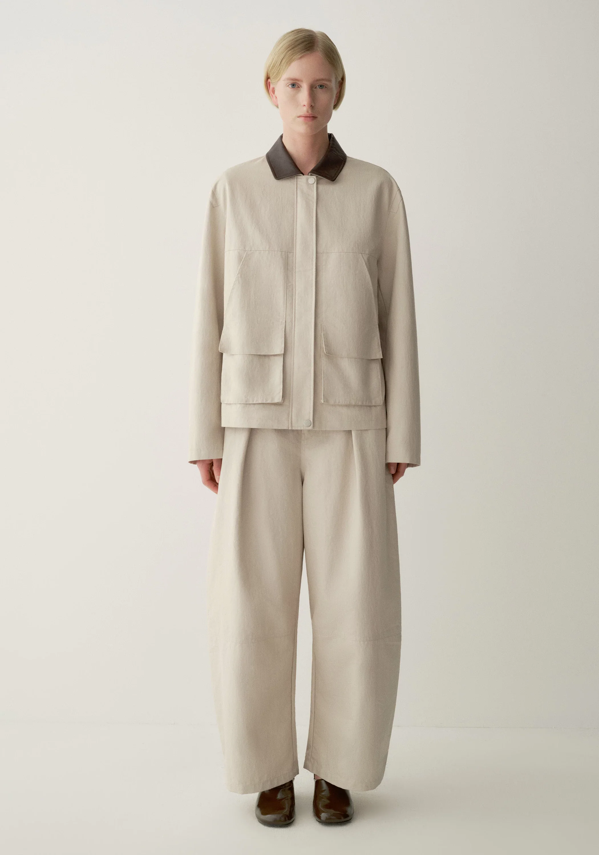 Contrast-collar Coated Jacket - Image 4