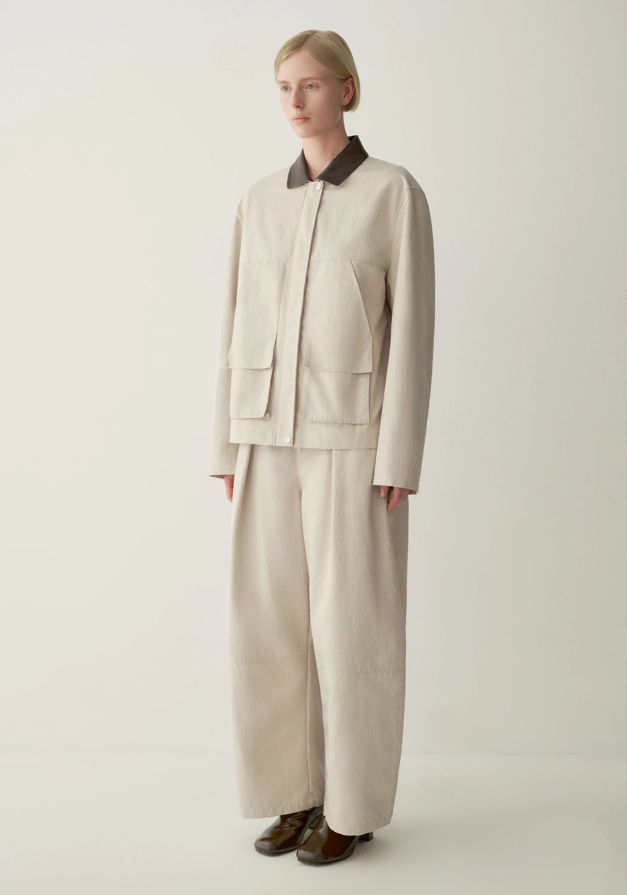 Contrast-collar Coated Jacket - Image 5