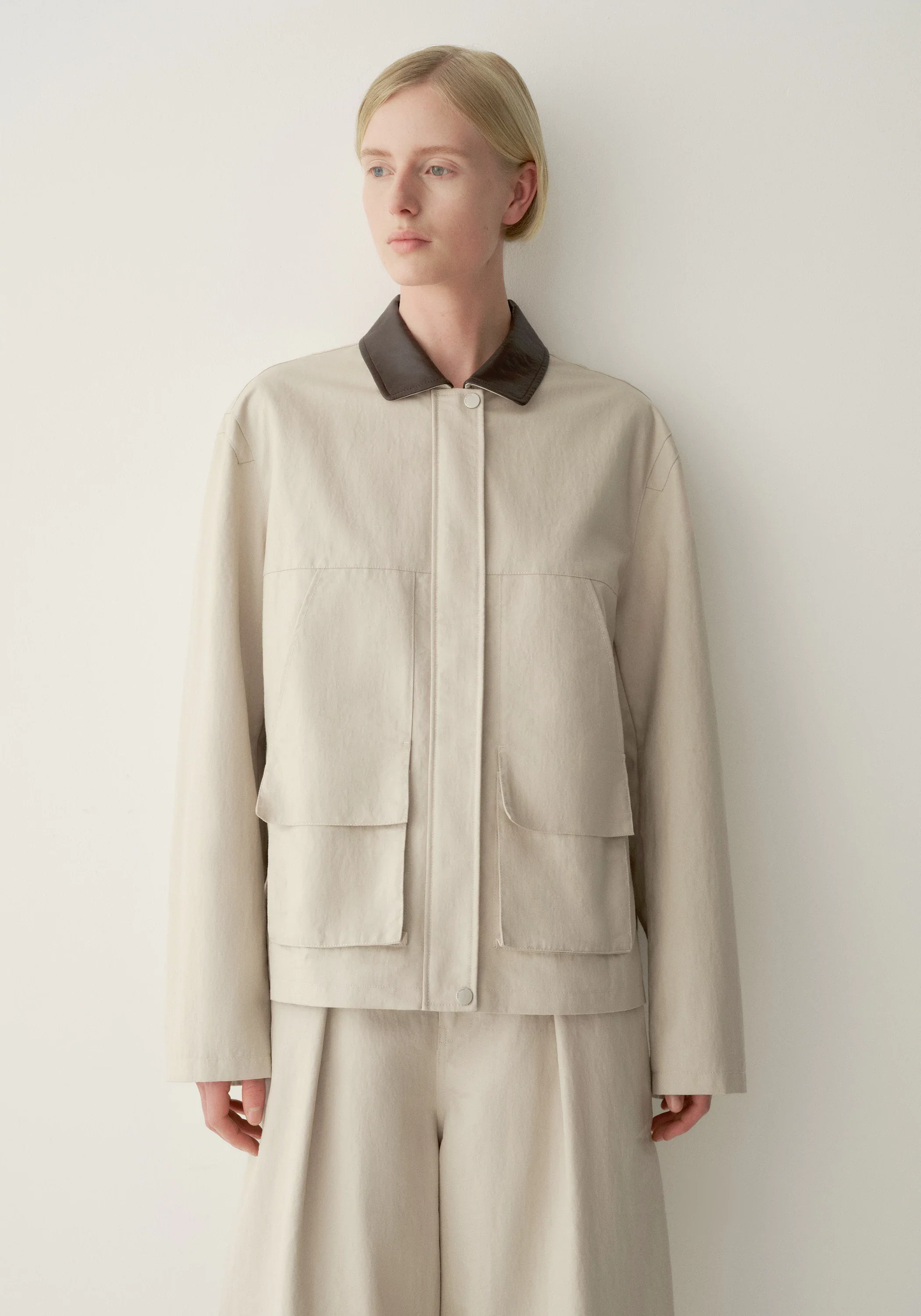 Contrast-collar Coated Jacket - Image 8