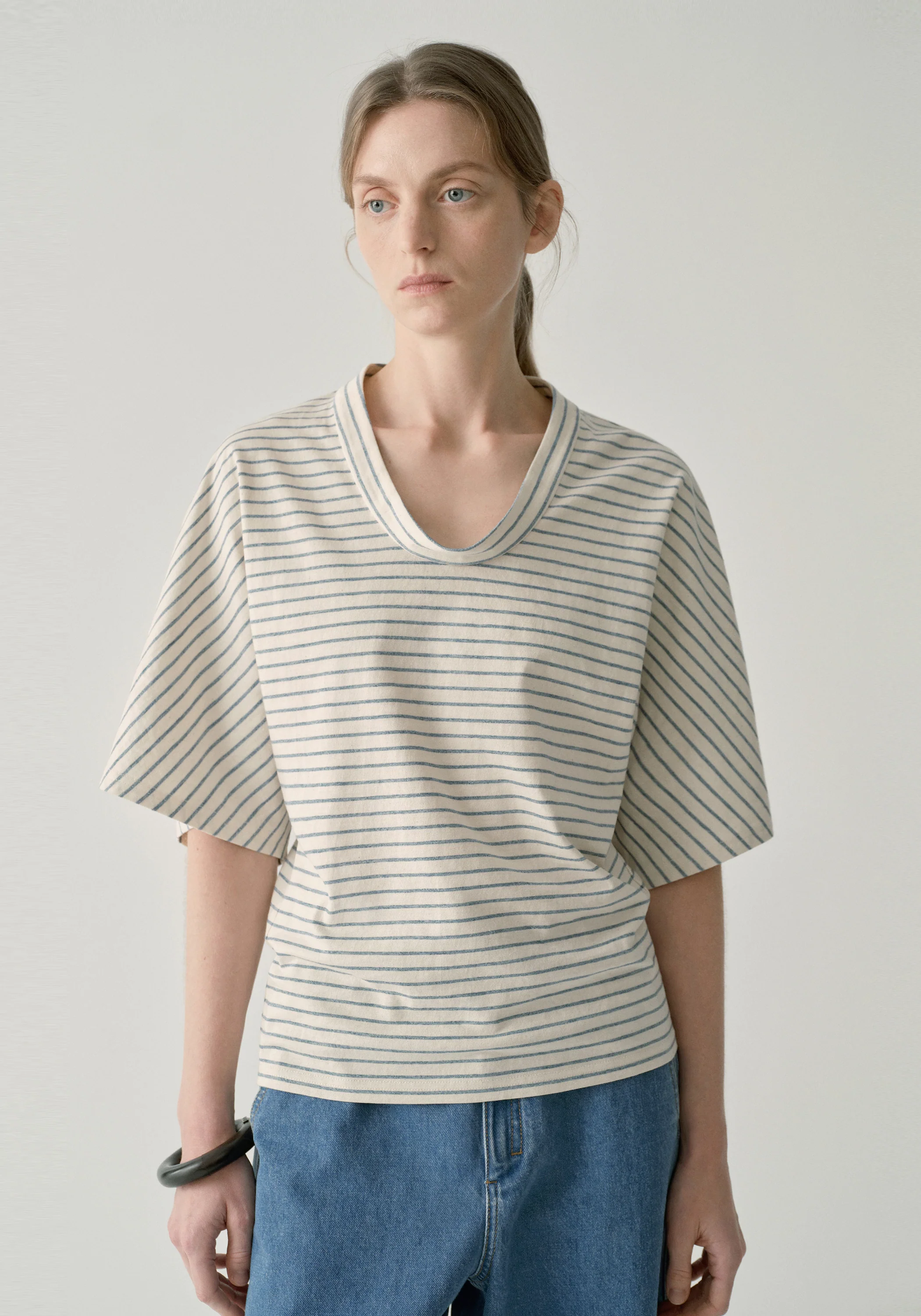 Striped U-neck T-shirt - Image 10