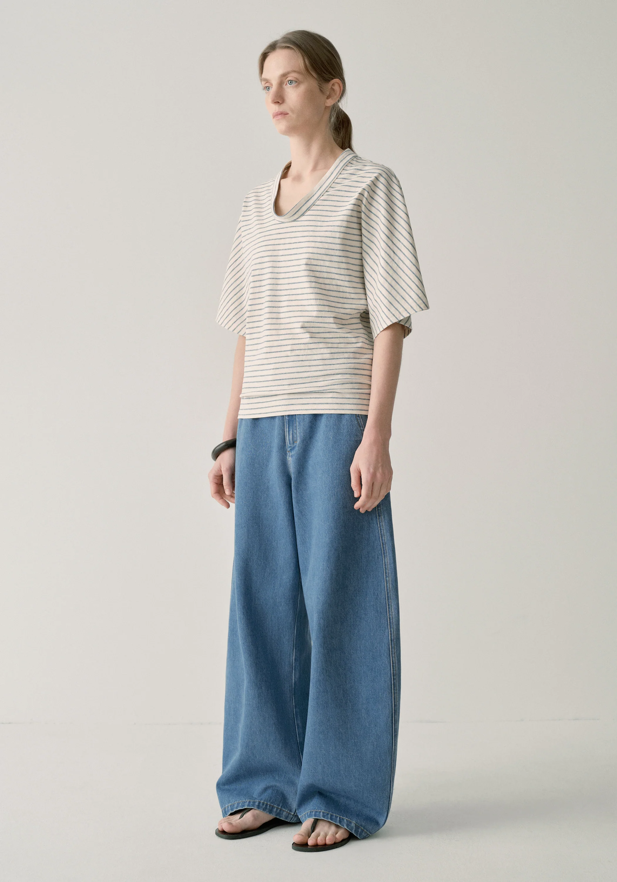 Striped U-neck T-shirt - Image 12